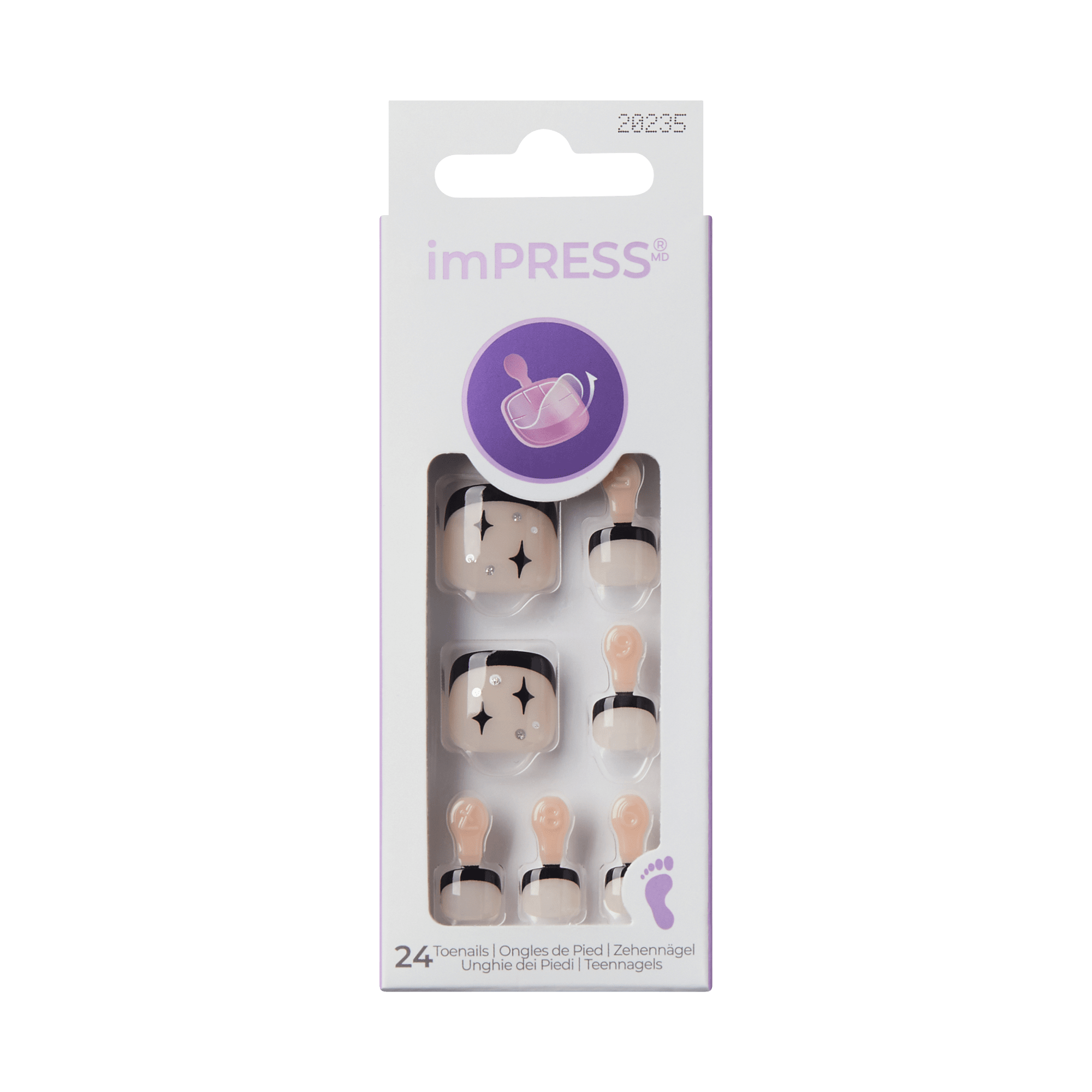 impress-design-no-glue-fake-press-on-toenails-paradise-french-design-black-short image 5