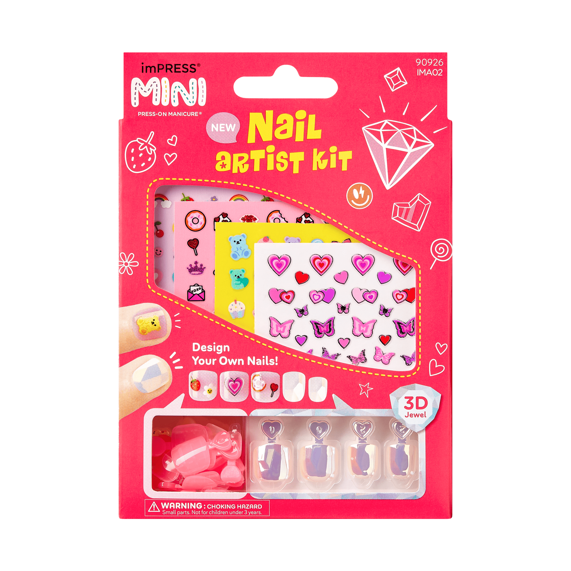 impress-mini-nail-artist-kit-wannabe-u-kids-press-on-nails-with-stickers-squoval image 1