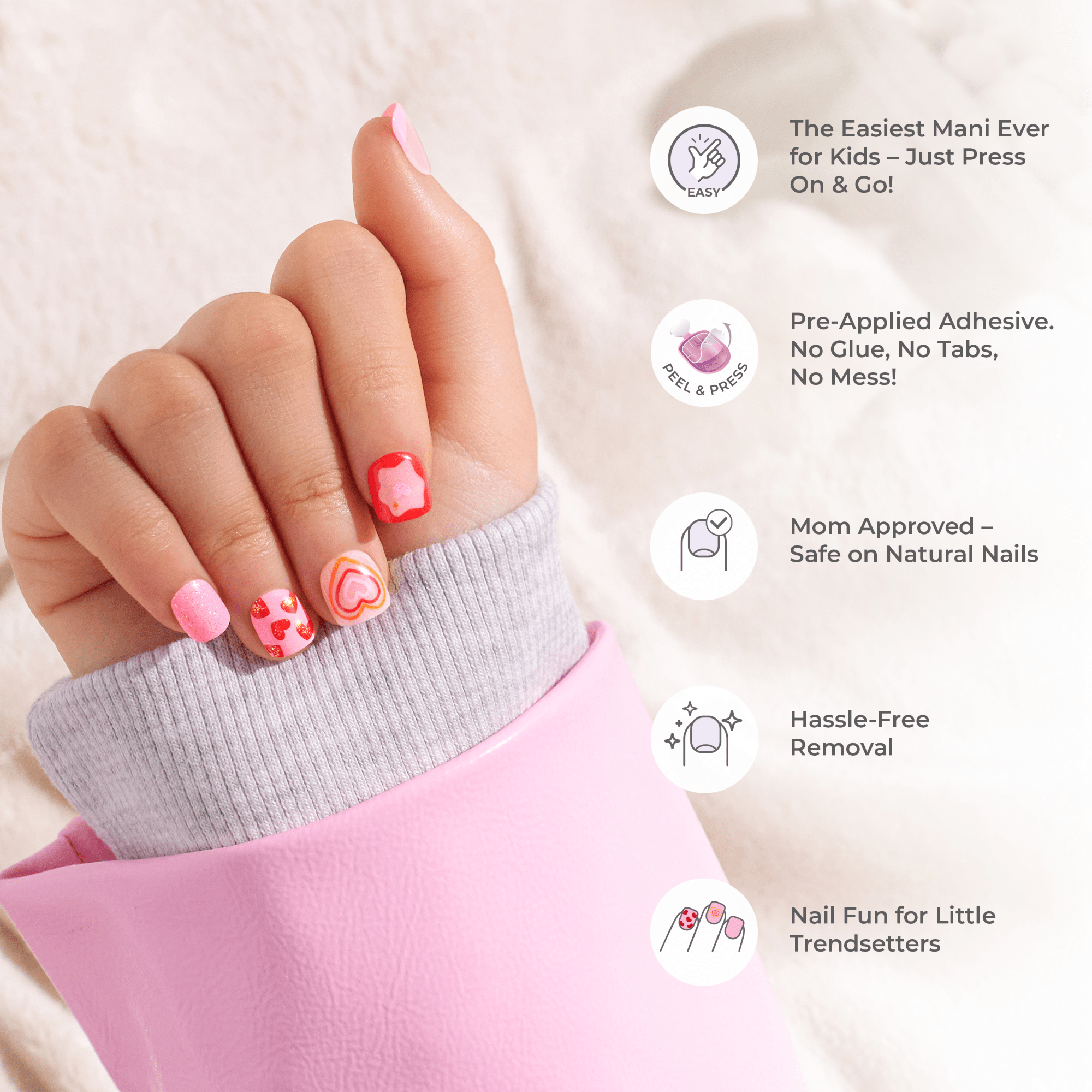 impress-kids-your-smile-press-on-nails-no-glue-multicolor-hearts-squoval-20-coun image 8