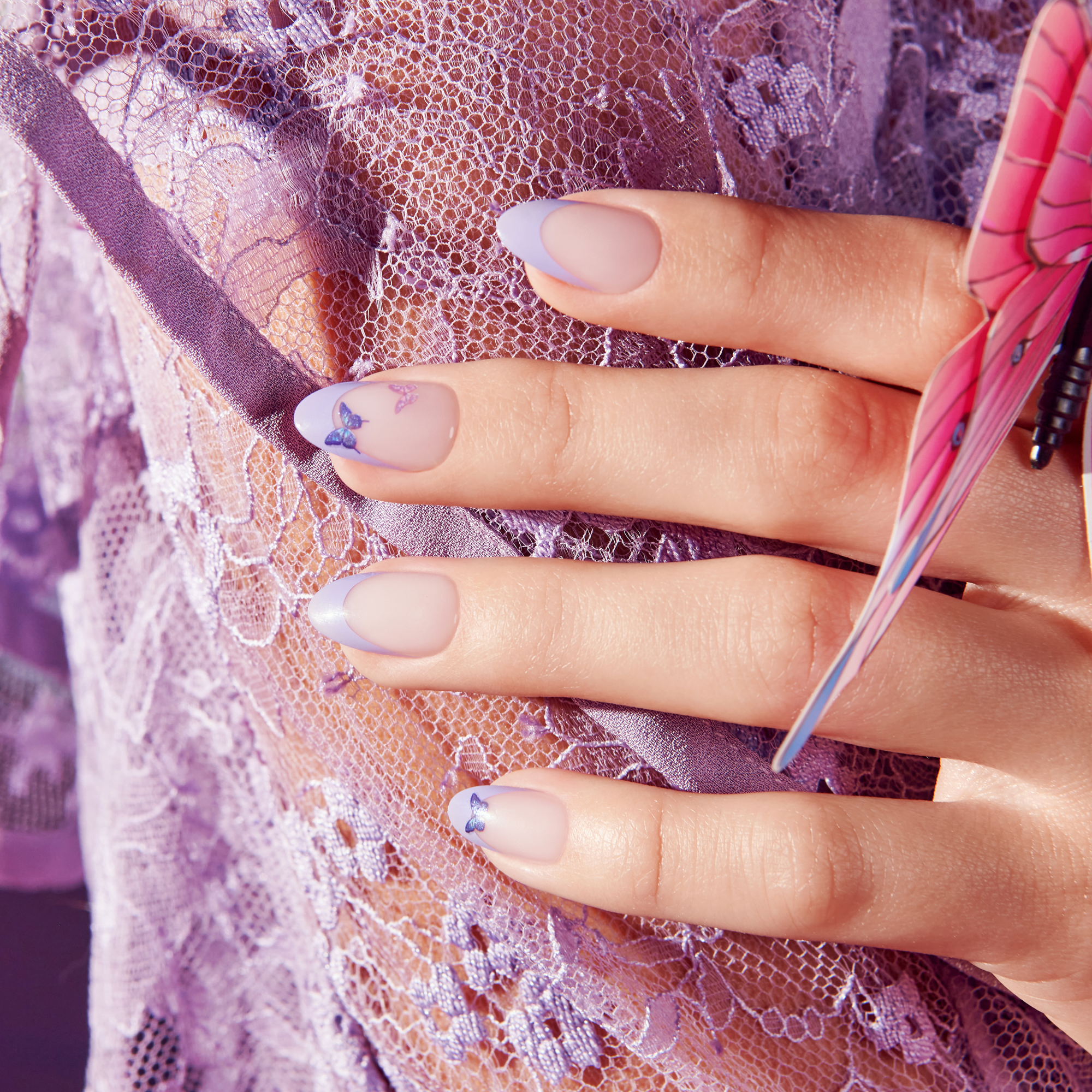 impress-x-wicked-for-good-glinda-upland-press-on-nails-purple-french-almond-medi image 3