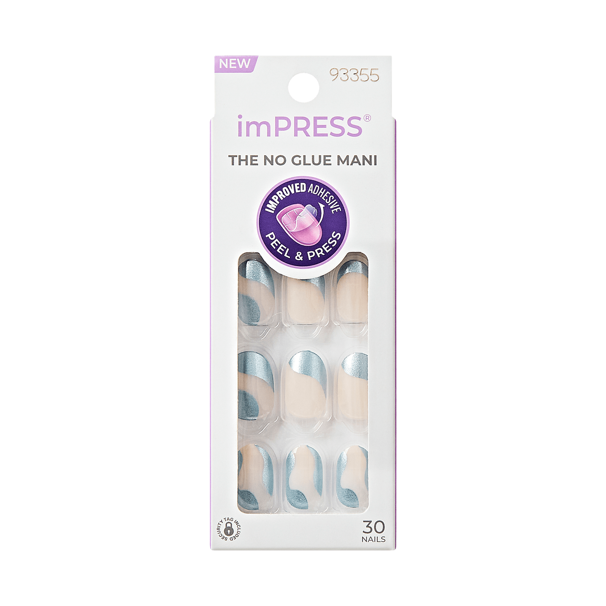 impress-design-no-glue-fake-press-on-nails-slip-dress-metallic-blue-short-oval-m image 5