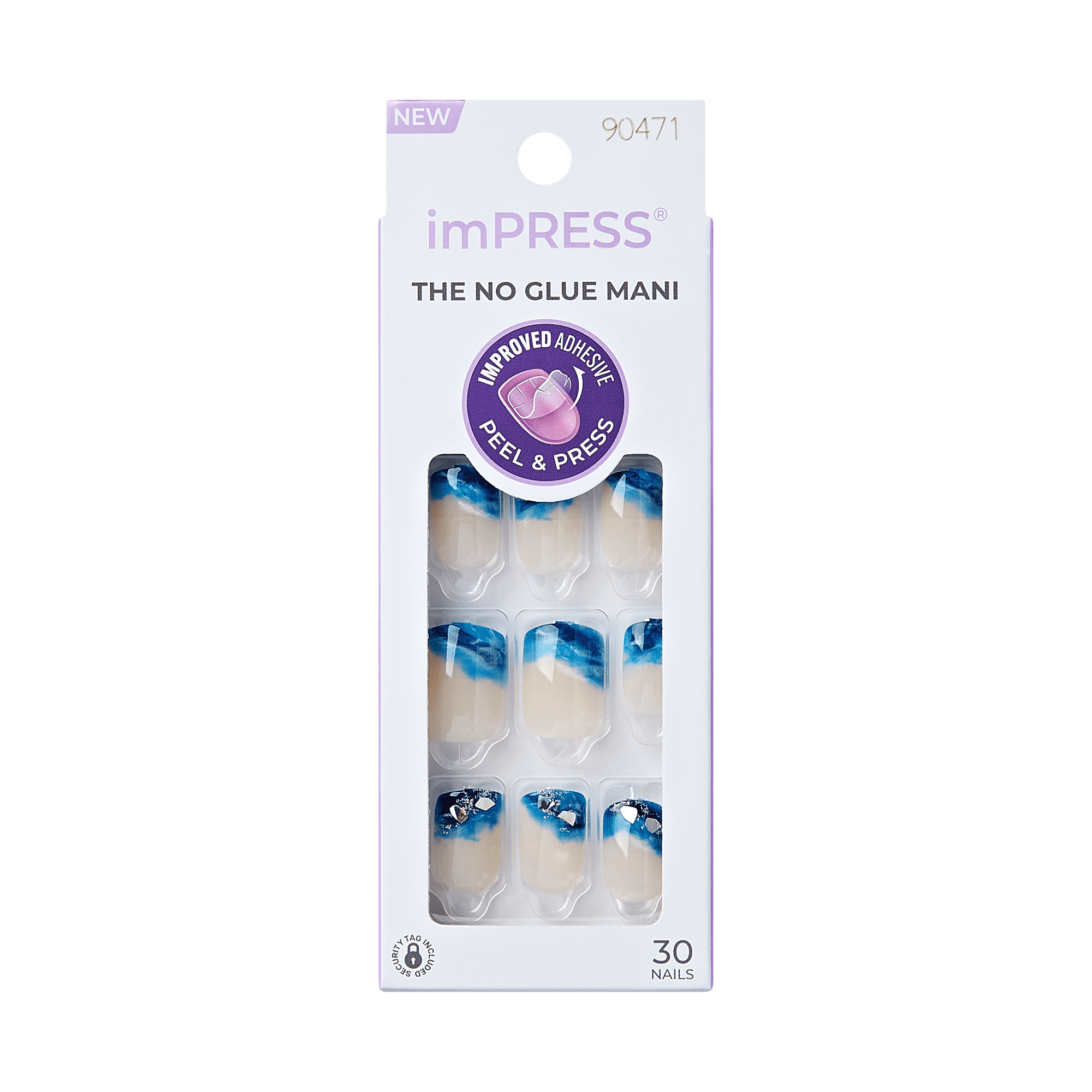 impress-all-summer-long-no-glue-press-on-nails-blue-short-squoval-with-3d-jewel- image 5