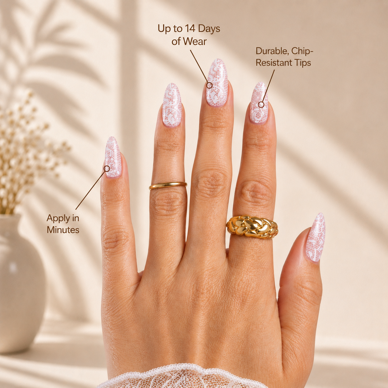 paintlab-beige-lace-almond-press-on-nails image 2