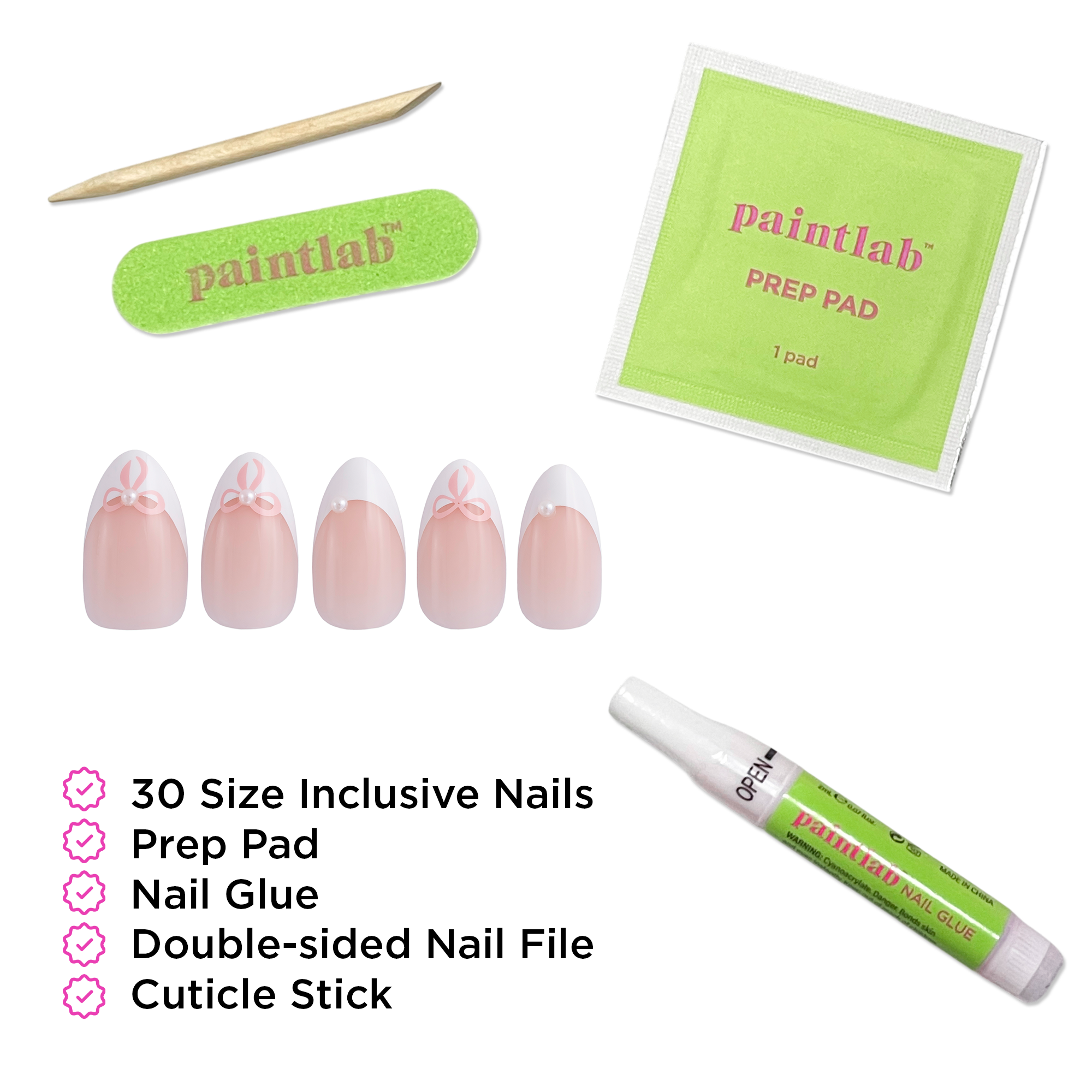 paintlab-belle-bows-short-almond-press-on-nails-3d-bow-accents-feminine-almond-s image 4
