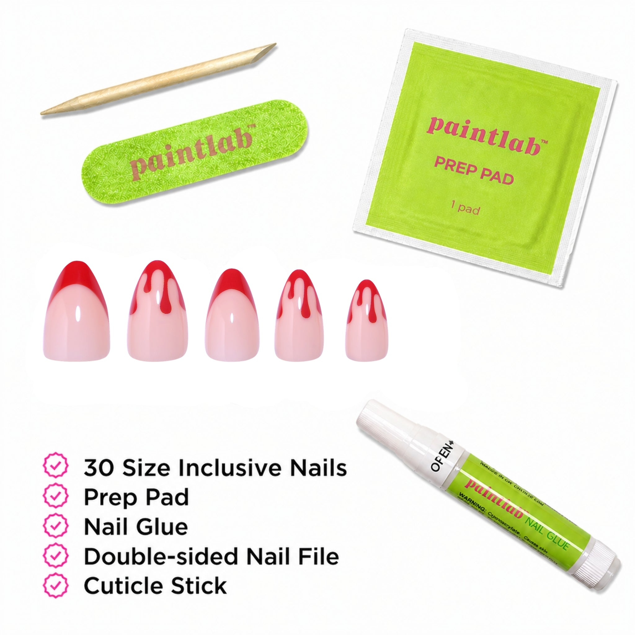 paintlab-bloody-red-short-almond-press-on-nails-halloween-nail-set image 4