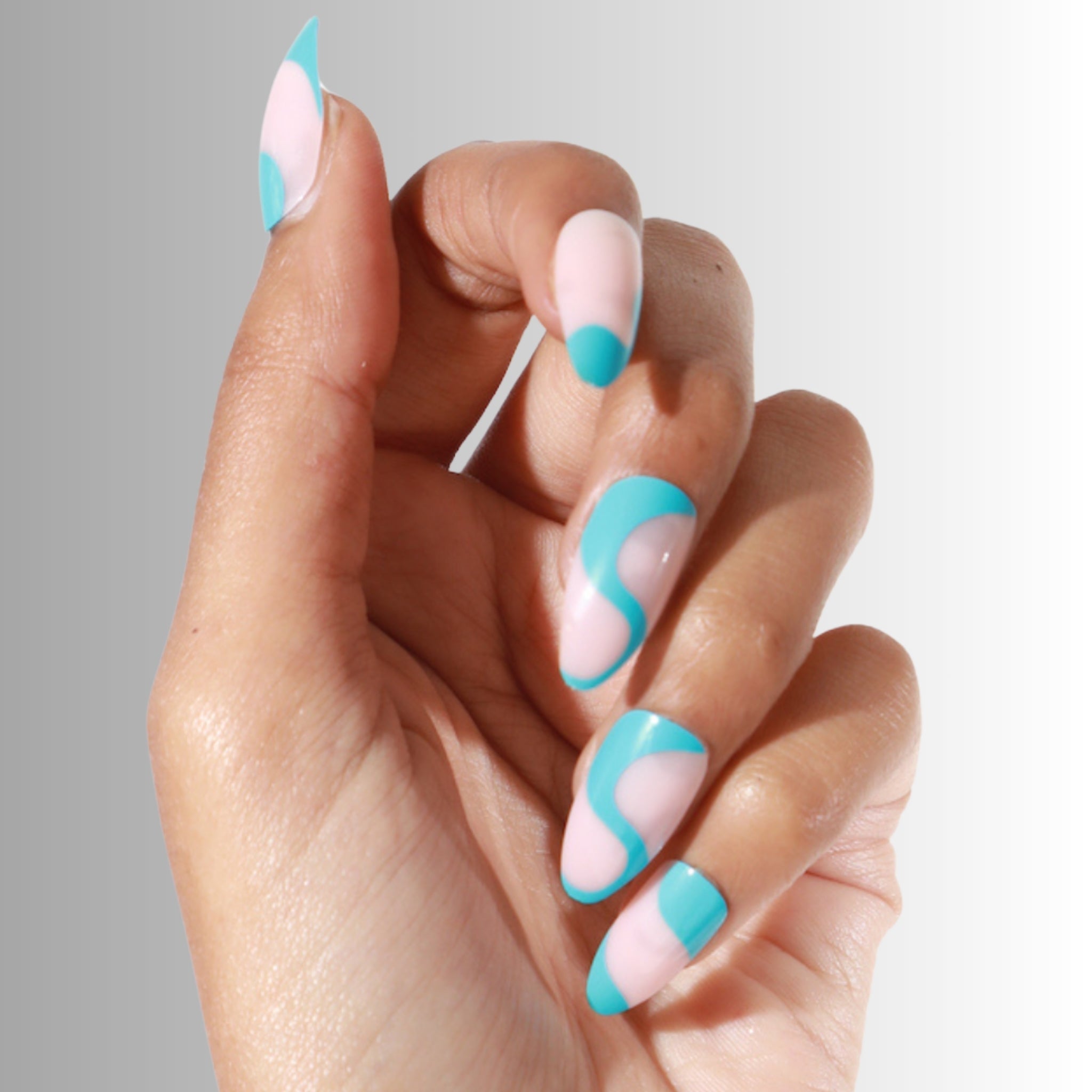paintlab-bluey-press-on-nails-playful-sky-blue-almond-nails-for-kids-fun-lovers image 2
