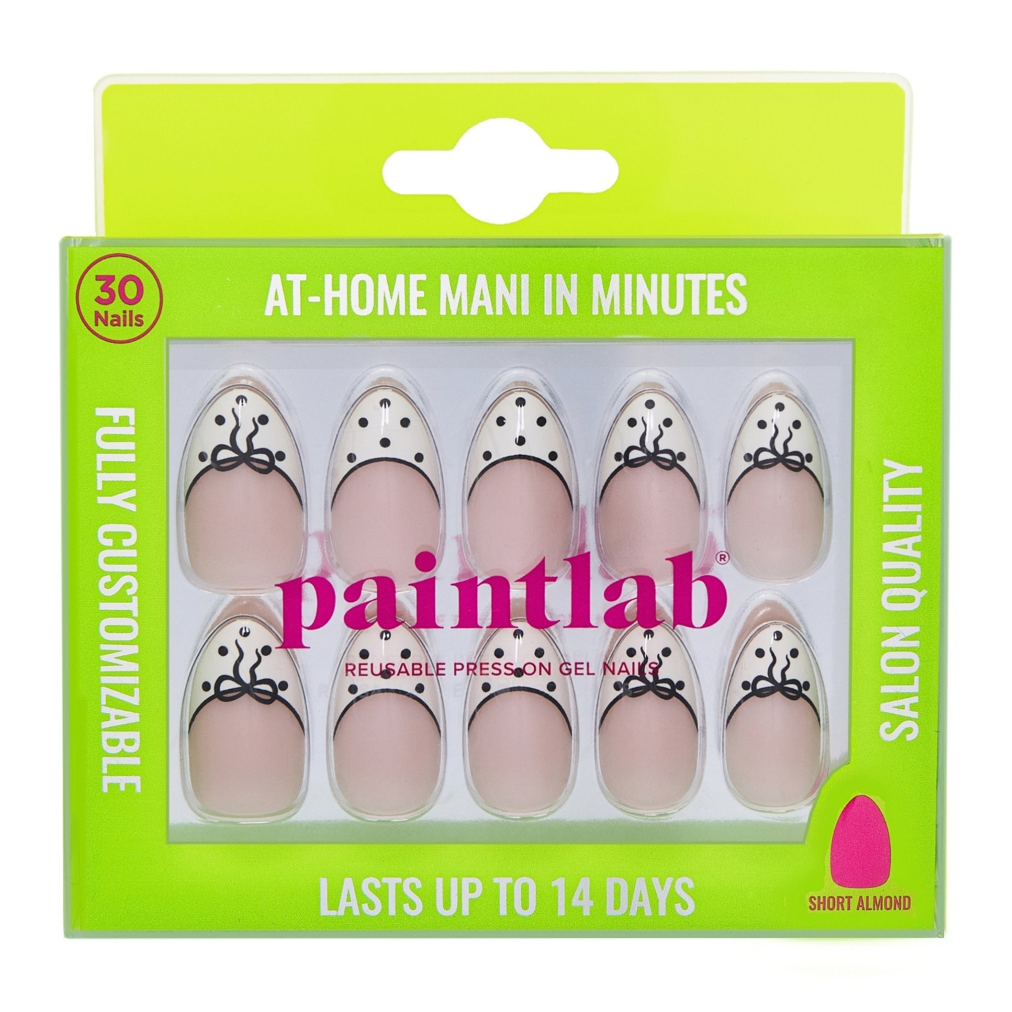 paintlab-bows-and-dots-short-almond-press-on-nails-cute-french-tip-with-bow-deta image 1