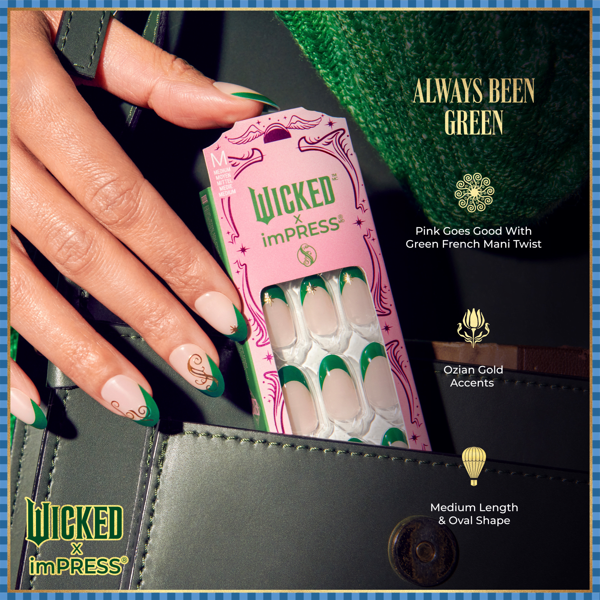 impress-wicked-x-impress-always-been-green-press-on-nails-green-french-tip-mediu image 8