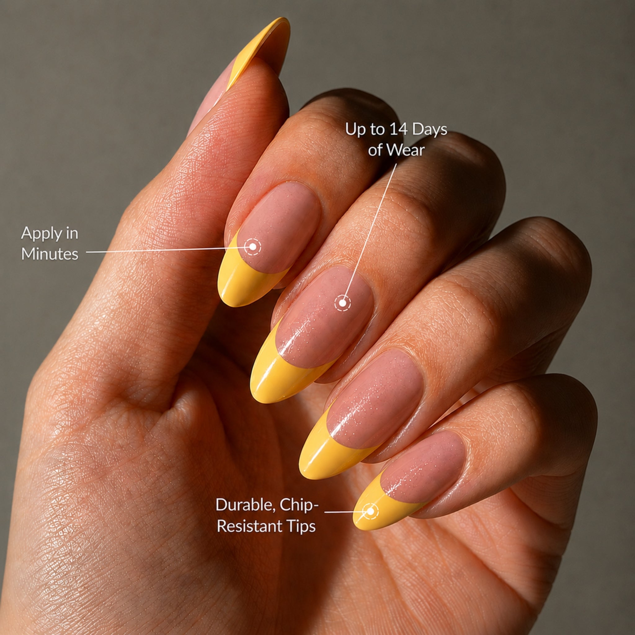 paintlab-butter-yellow-chrome-almond-press-on-nails image 2