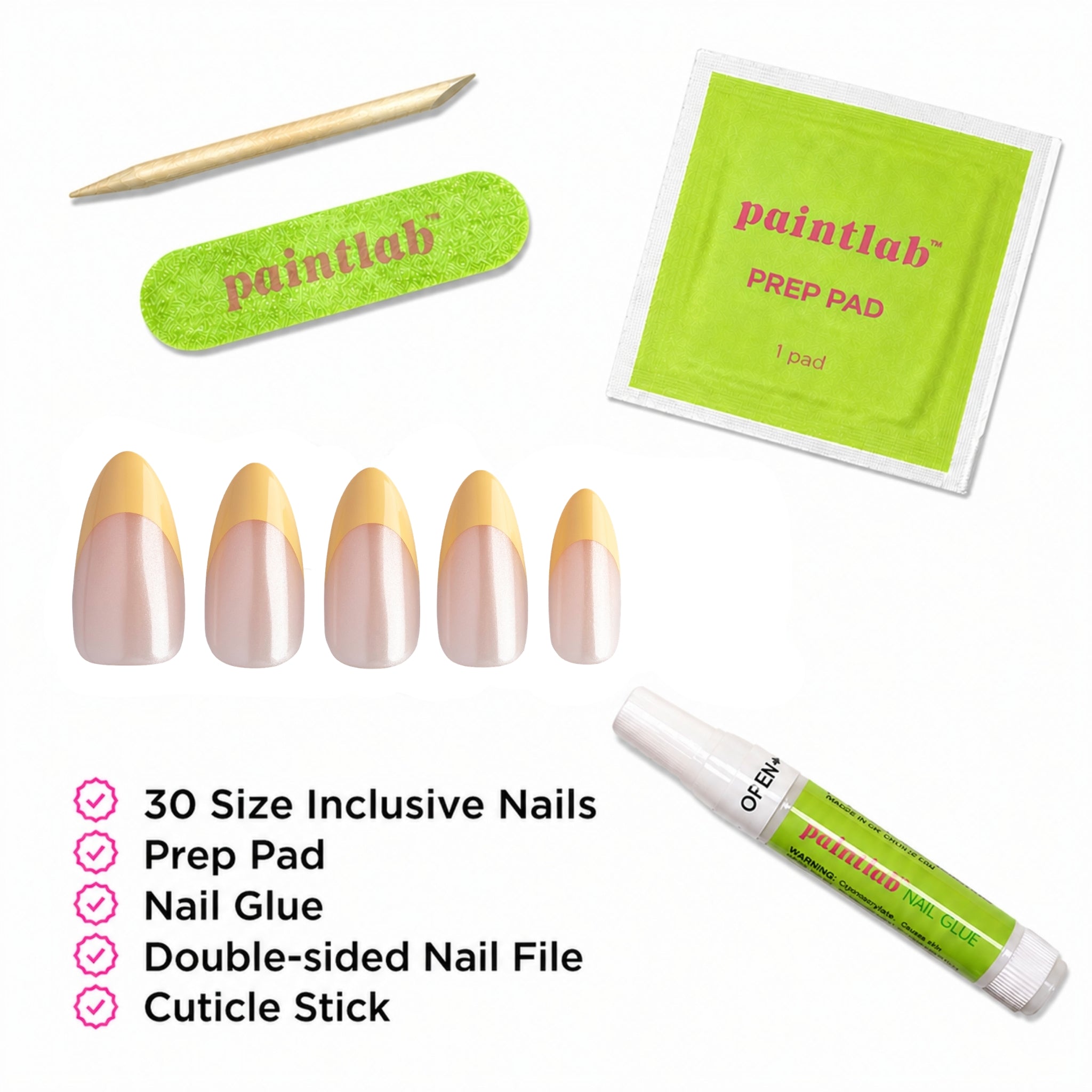 paintlab-butter-yellow-chrome-almond-press-on-nails image 4