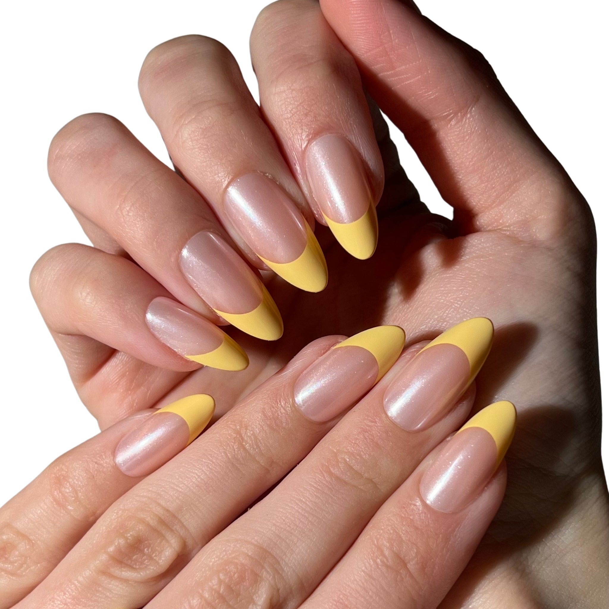 paintlab-butter-yellow-chrome-almond-press-on-nails image 5
