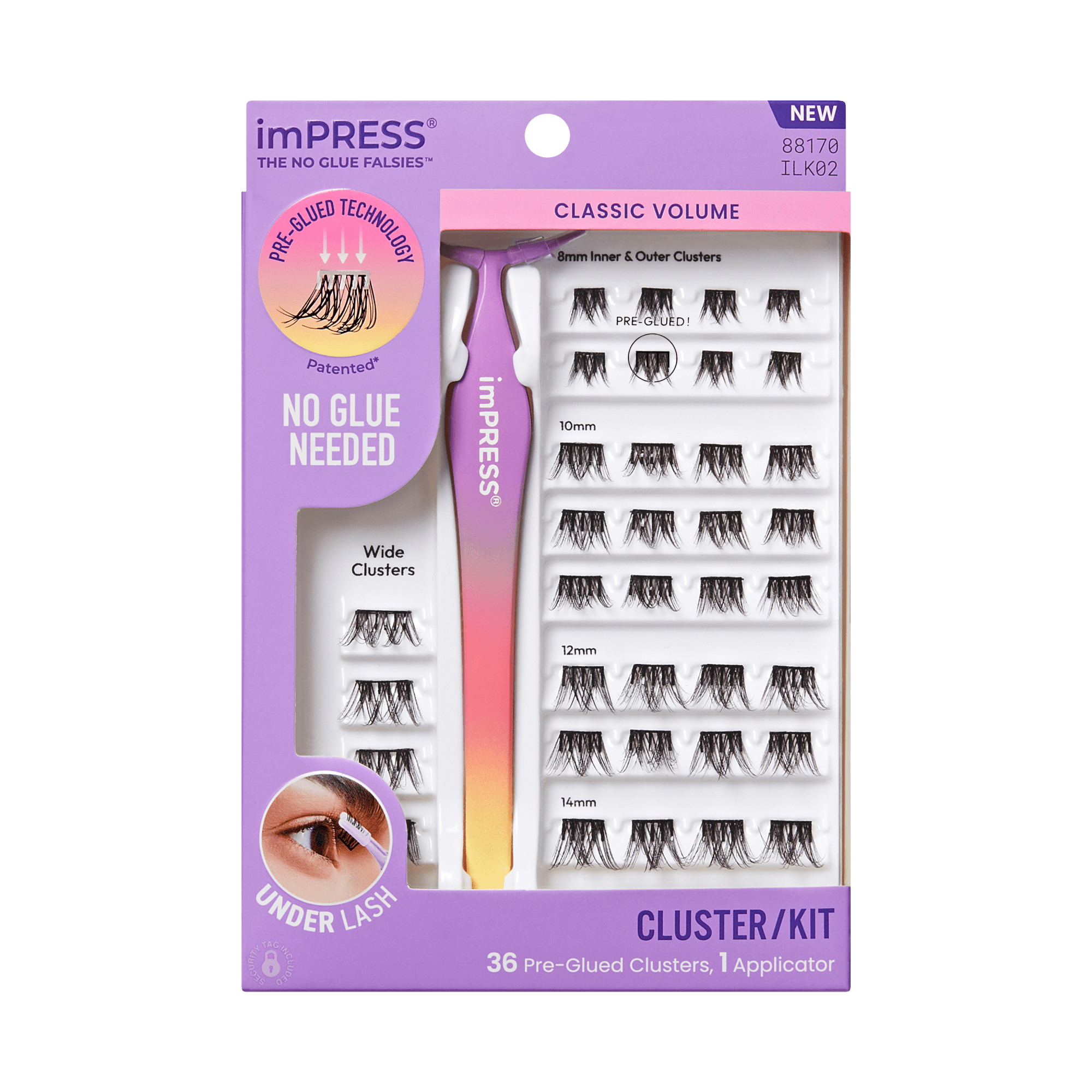 impress-falsies-pre-glued-false-eyelashes-starter-kit-classic-volume-36-clusters image 1