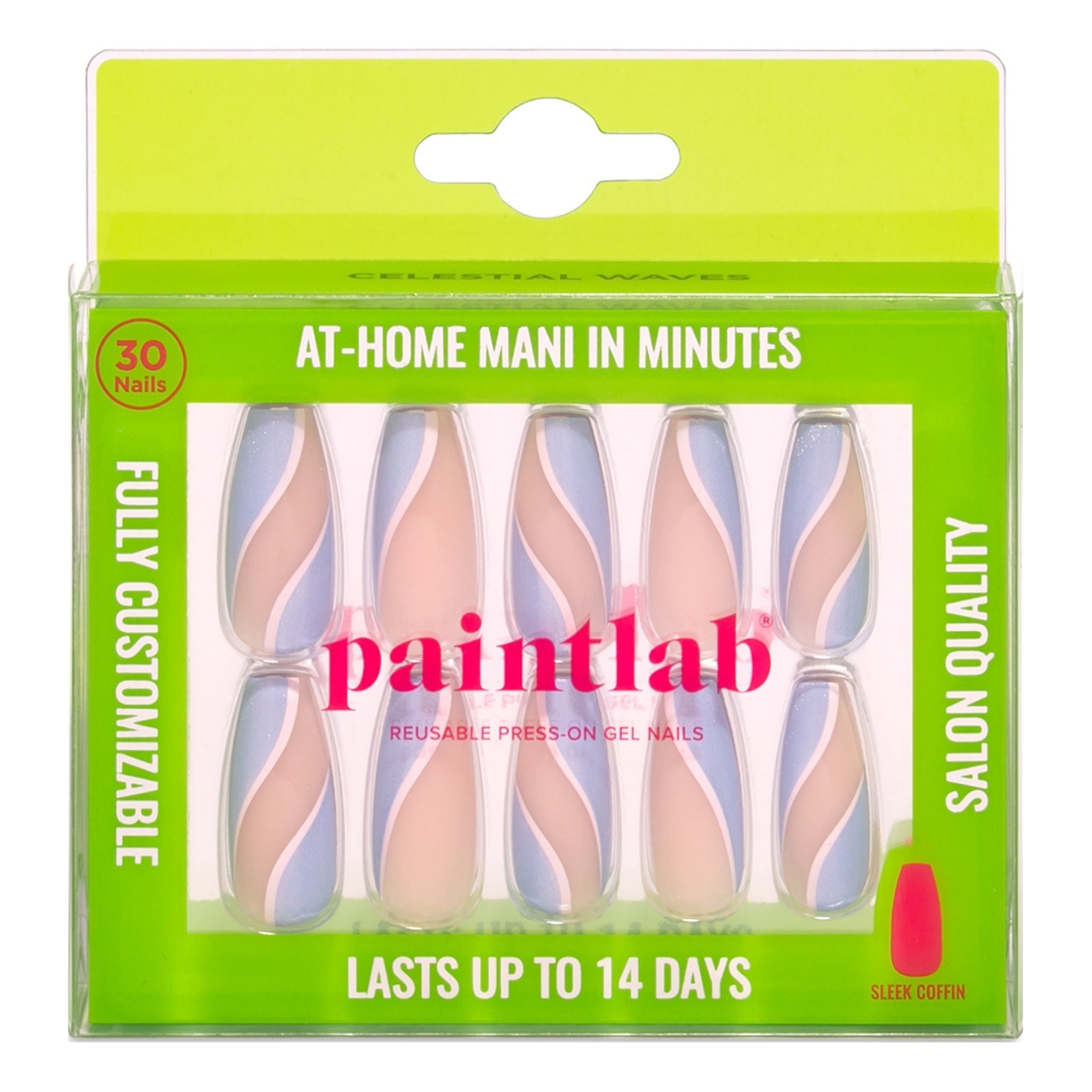 paintlab-celestial-waves-coffin-sleek-press-on-nails image 1