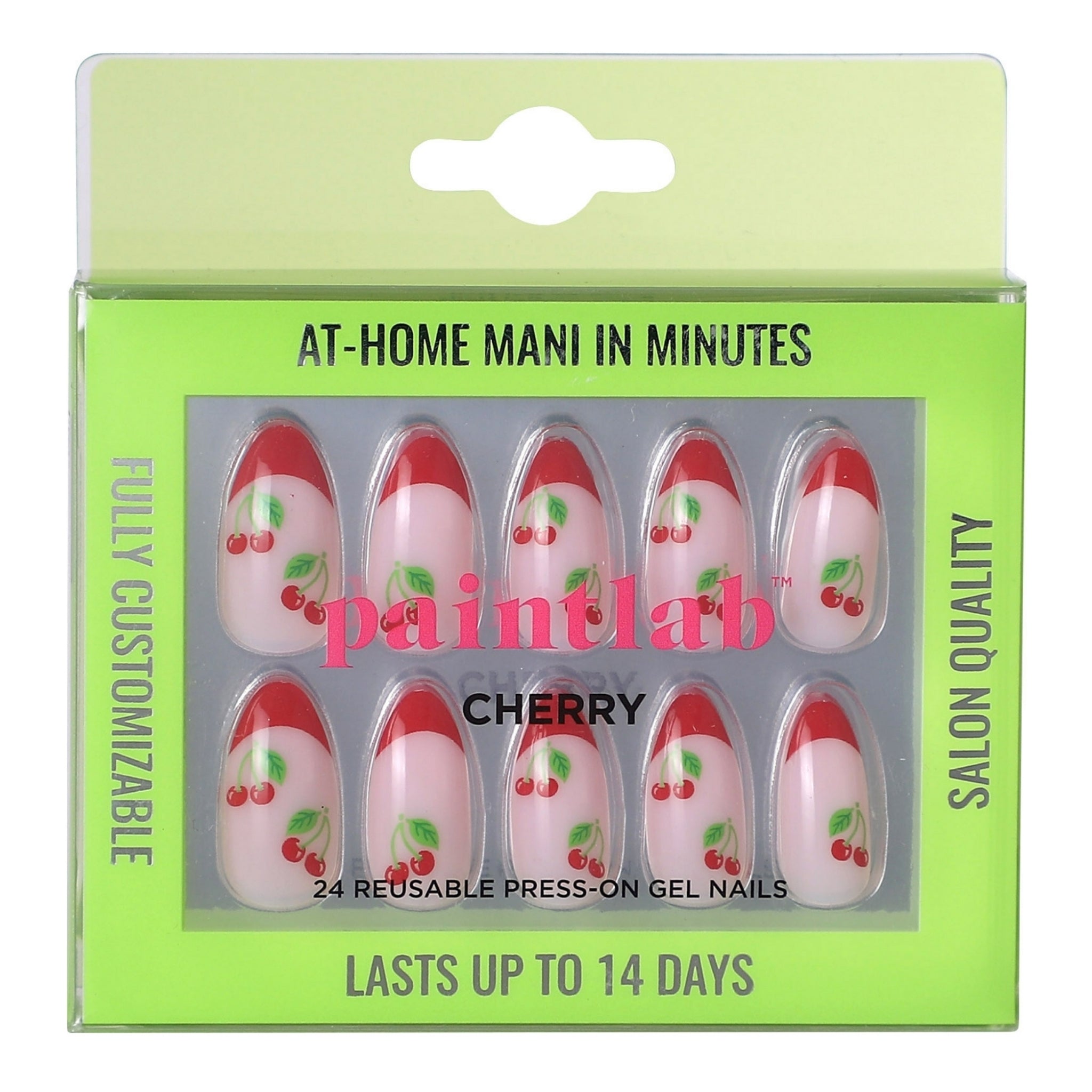 paintlab-cherry-almond-press-on-nails-retro-fruit-print-set image 1