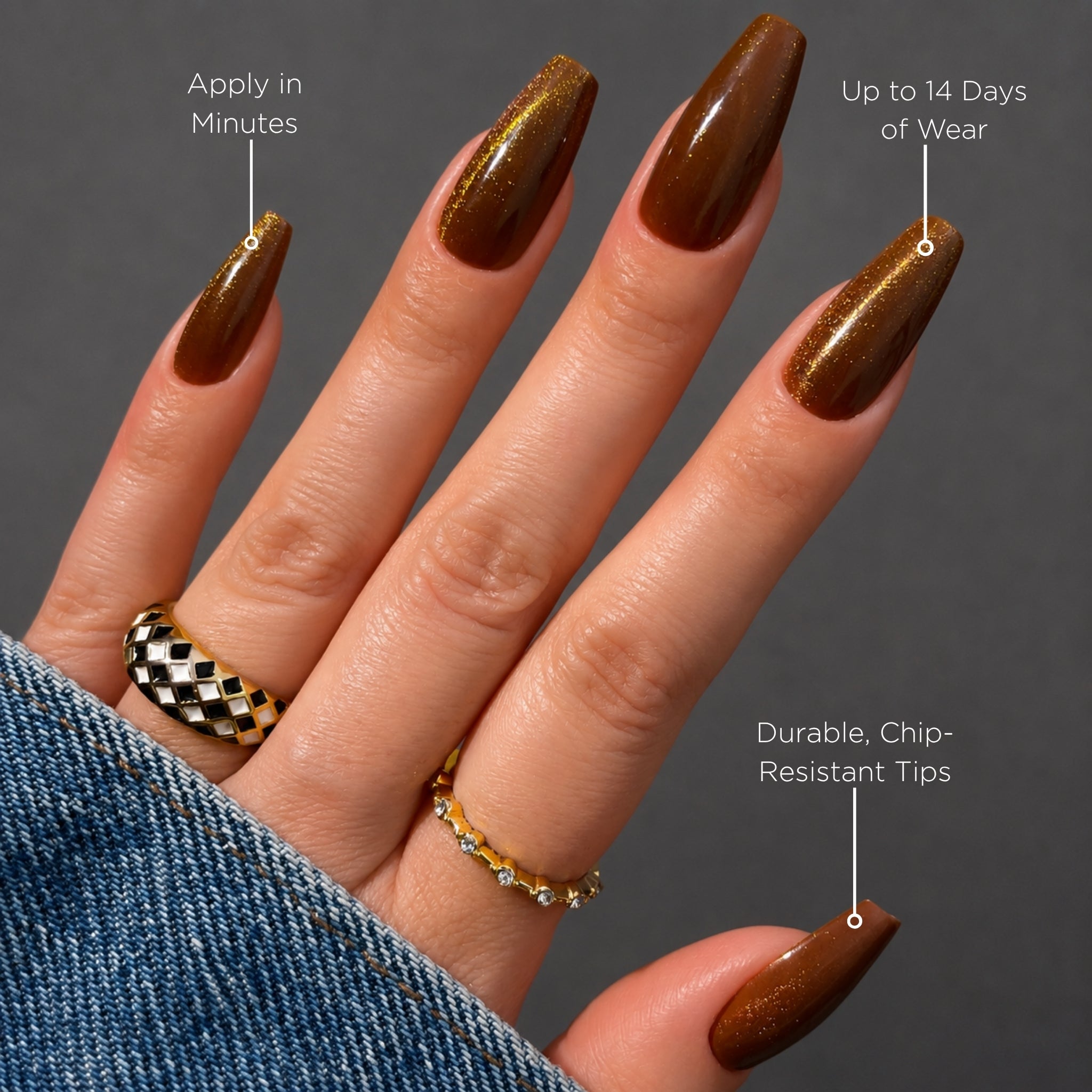 paintlab-chocolate-cat-eye-coffin-sleek-press-on-nails image 2