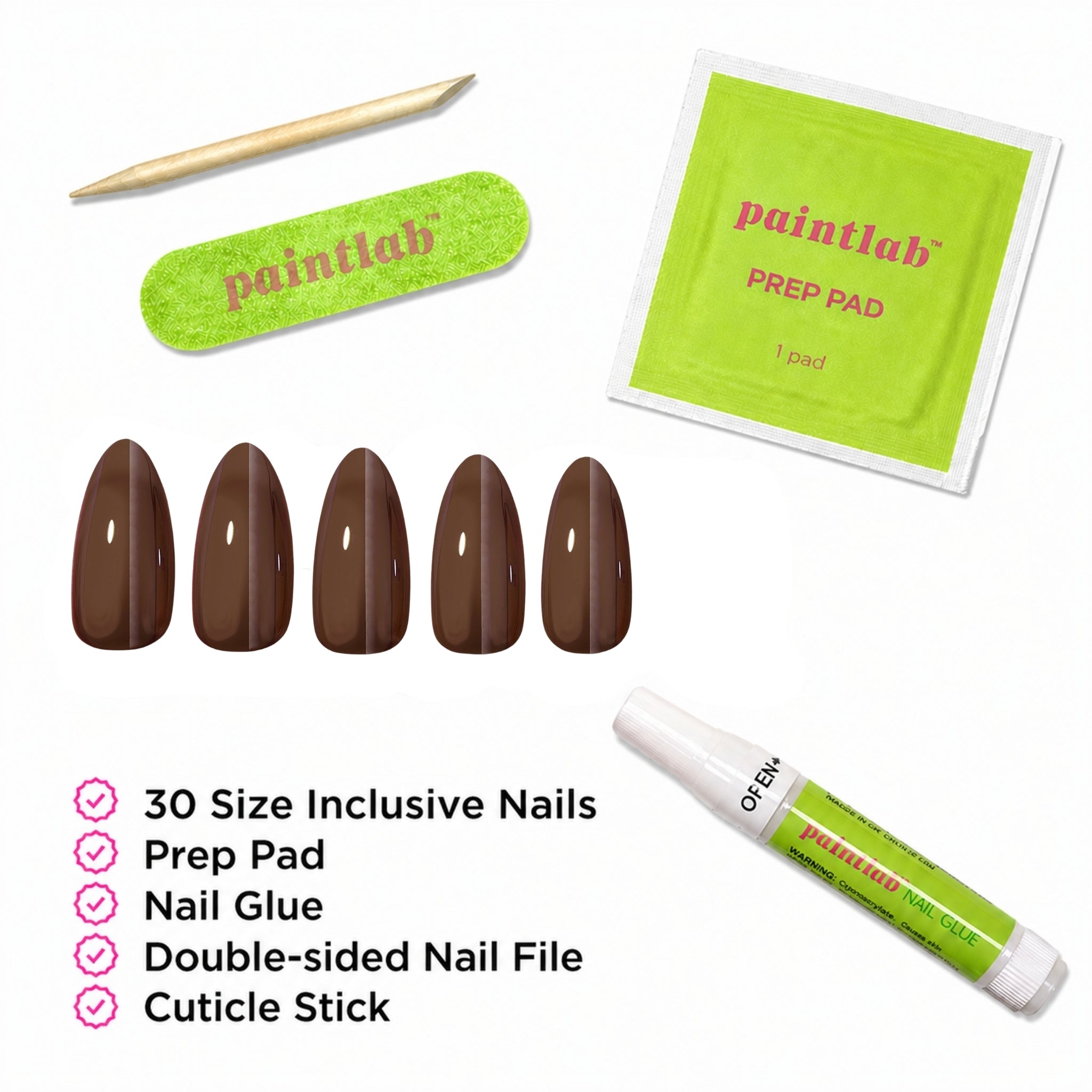 paintlab-chocolate-glaze-almond-press-on-nails-glossy-brown-cat-eye image 4