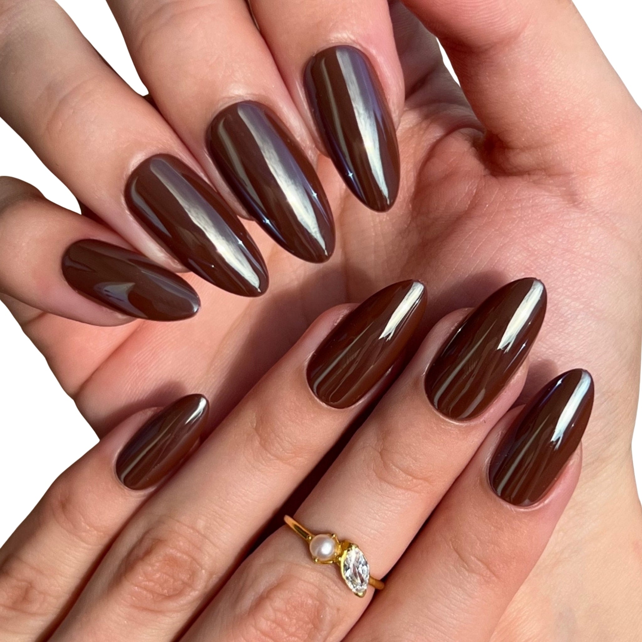 paintlab-chocolate-glaze-almond-press-on-nails-glossy-brown-cat-eye image 5