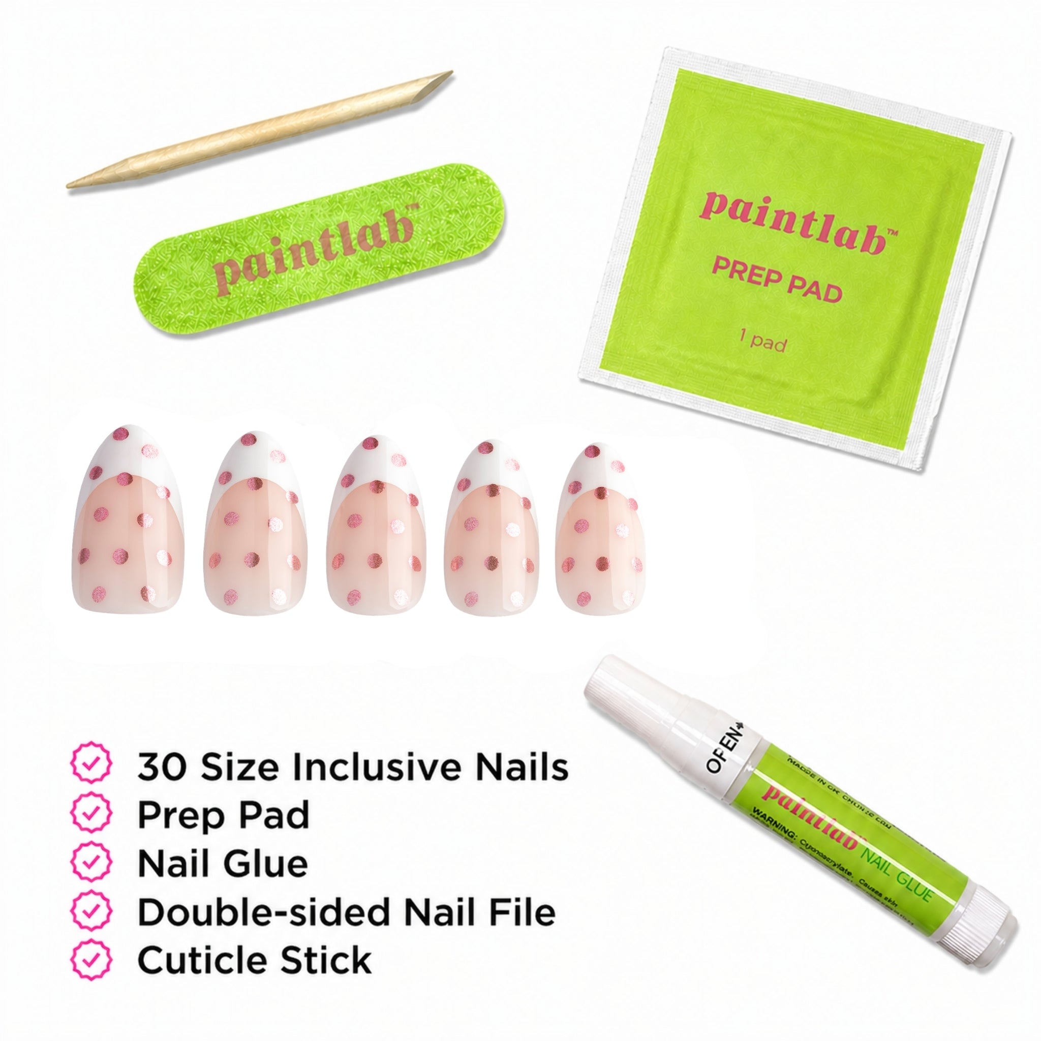 paintlab-chrome-polka-dot-short-almond-press-on-nails-with-disco-chrome-dots image 4