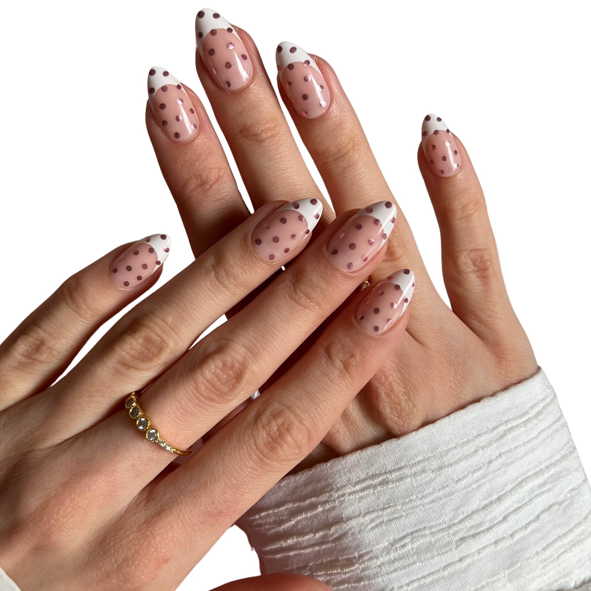 paintlab-chrome-polka-dot-short-almond-press-on-nails-with-disco-chrome-dots image 5