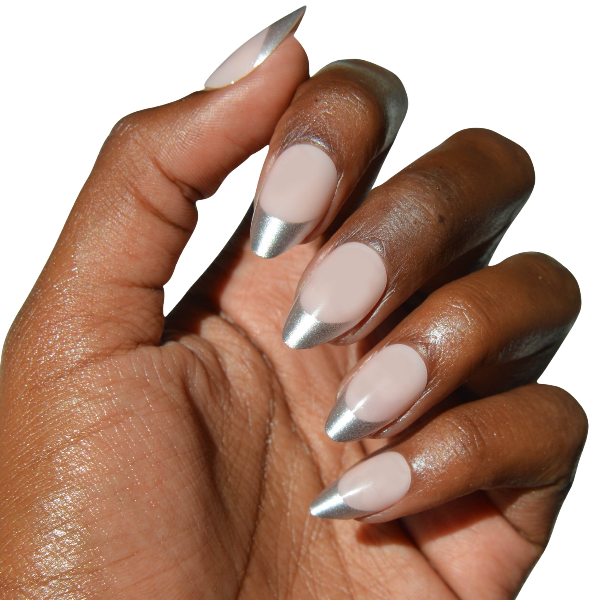 paintlab-chrome-silver-tips-short-almond-press-on-nails-futuristic-french-manicu image 5