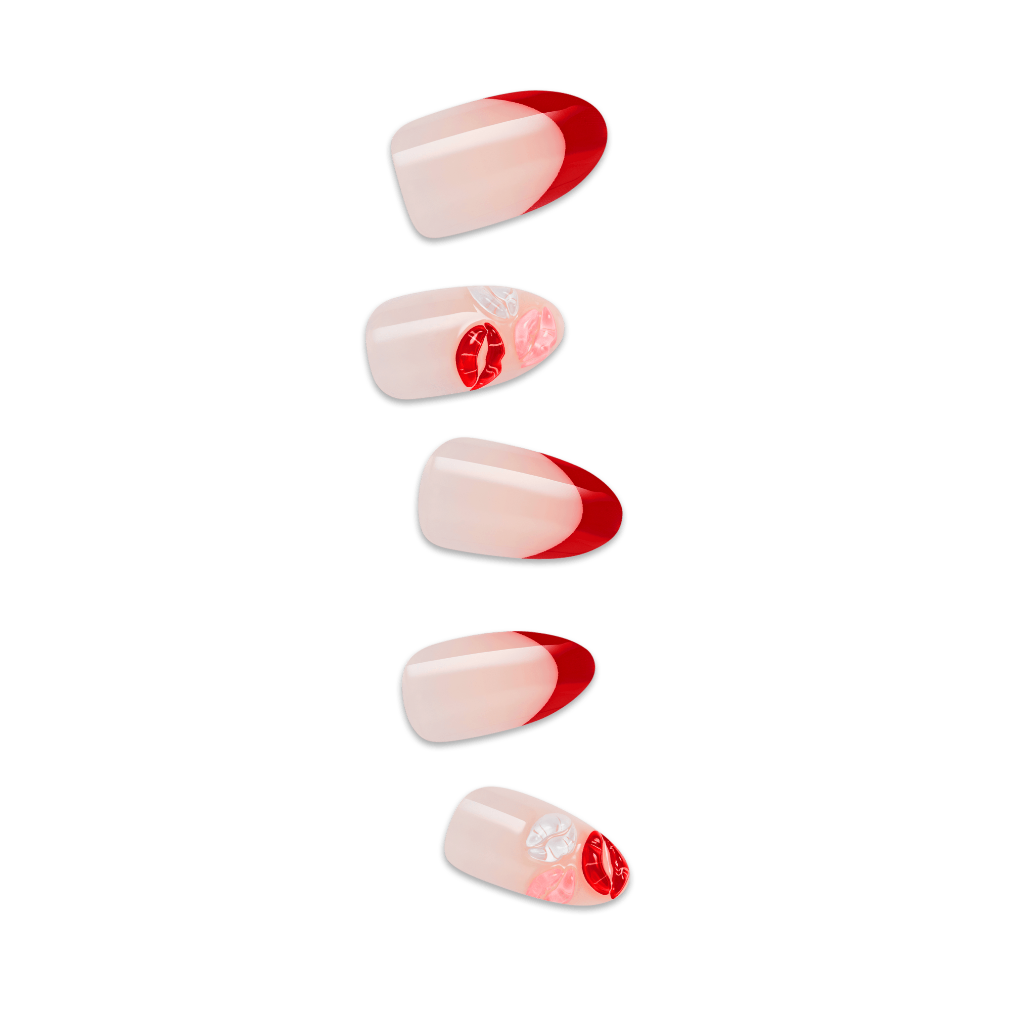 impress-no-glue-press-on-nails-lover-3d-lip-print-french-design-red-pink-medium- image 1