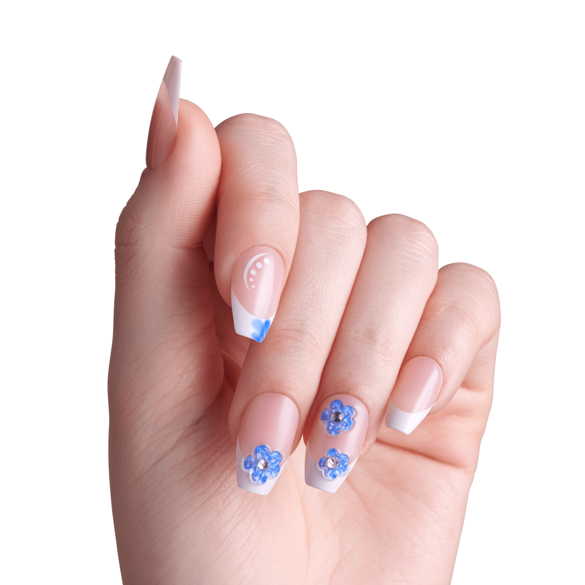 impress-design-pure-ray-press-on-nails-3d-jewel-french-blue-white-medium-coffin- image 4