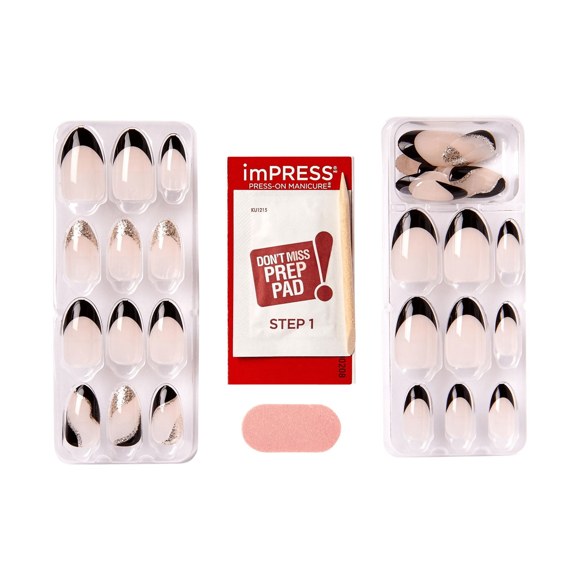 impress-french-no-glue-fake-press-on-nails-illusion-black-medium-almond-french-m image 4