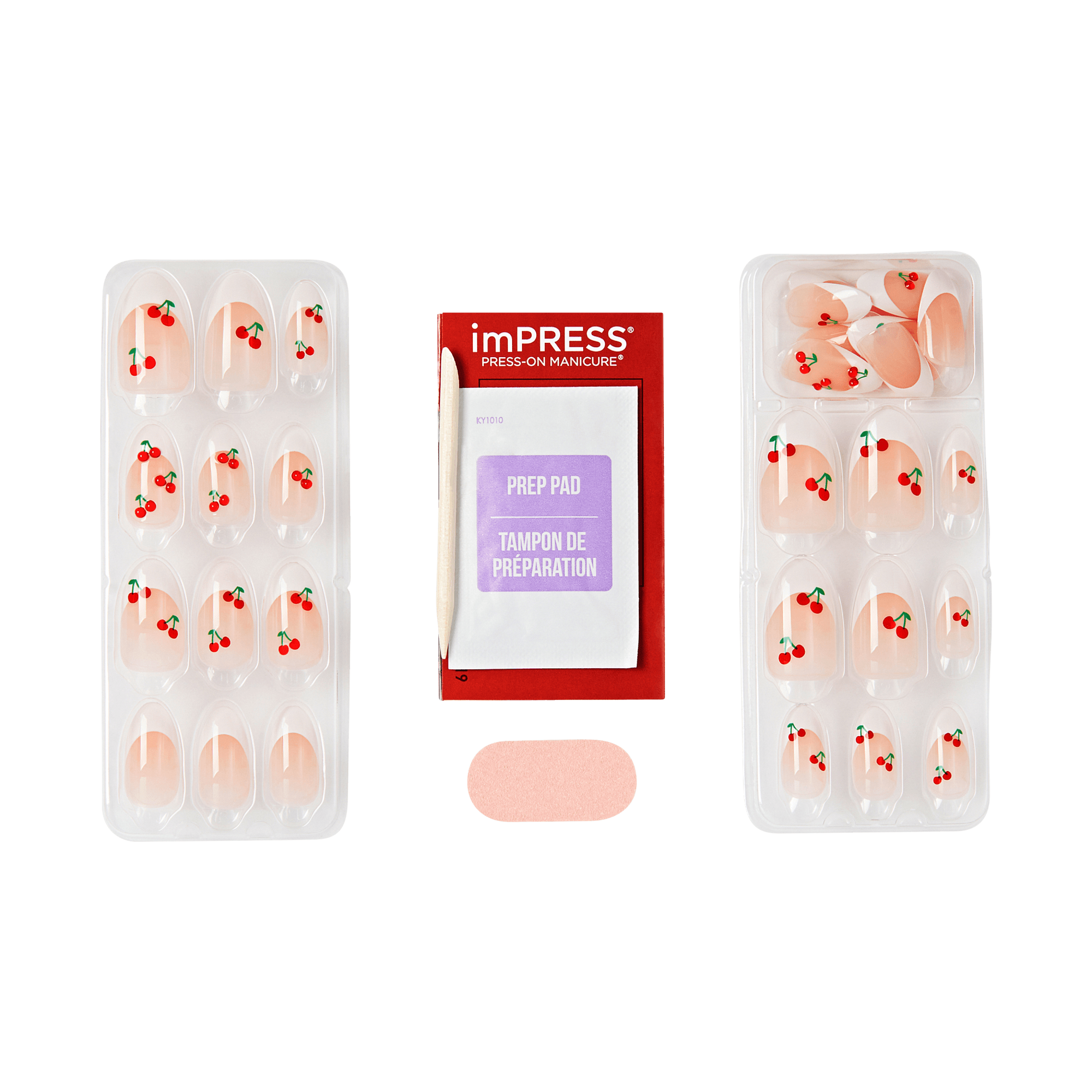 impress-design-no-glue-press-on-nails-coast-french-design-white-red-cherries-med image 6