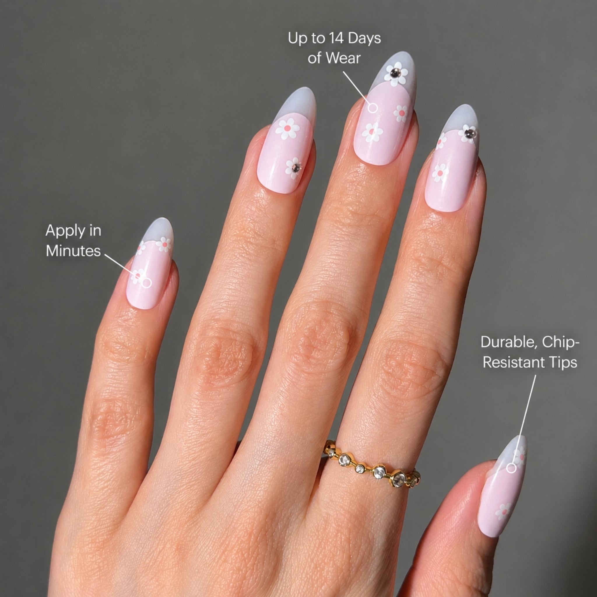 paintlab-dainty-daisy-almond-press-on-nails image 2