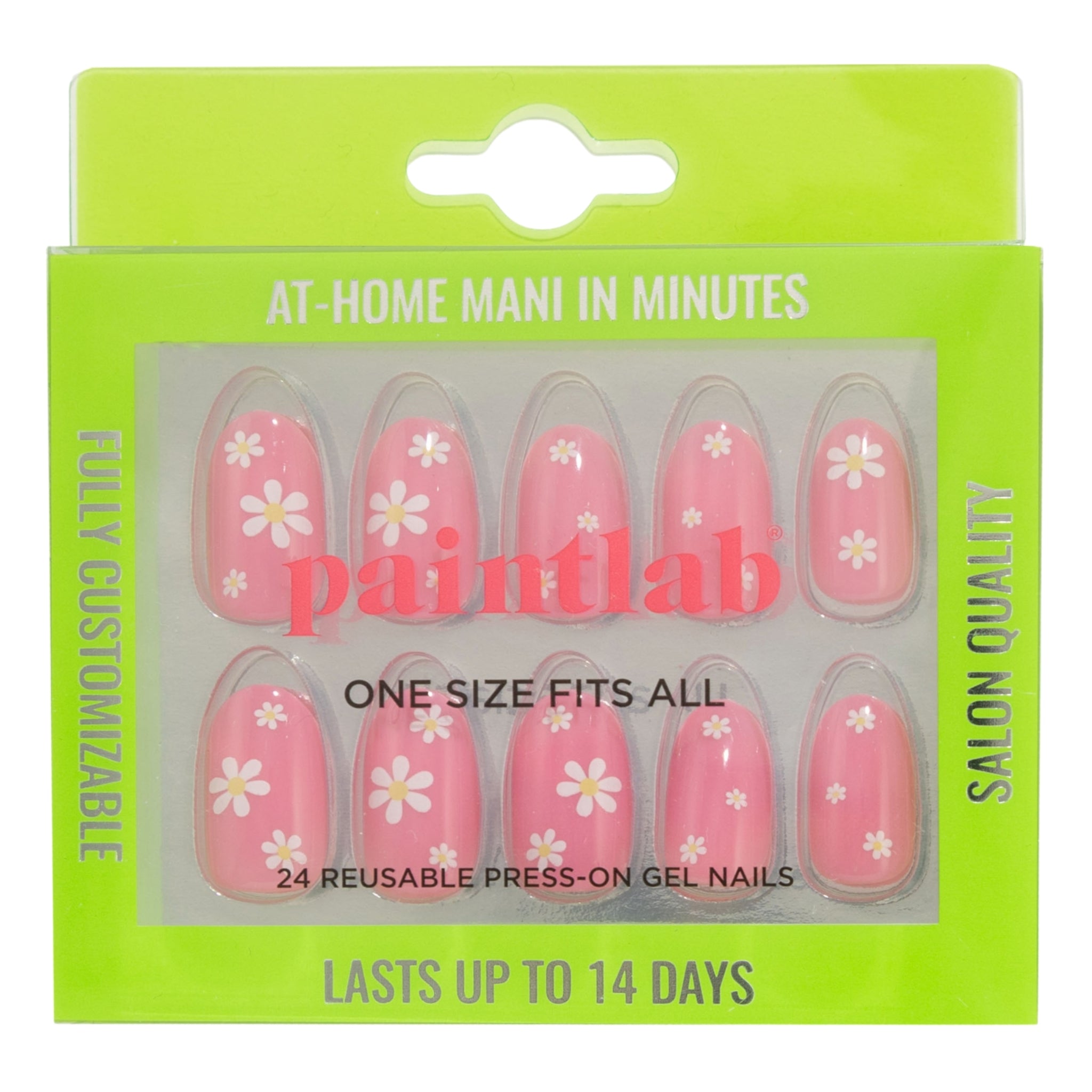 paintlab-daisy-pink-almond-press-on-nails-feminine-floral-design-with-daisy-acce image 1