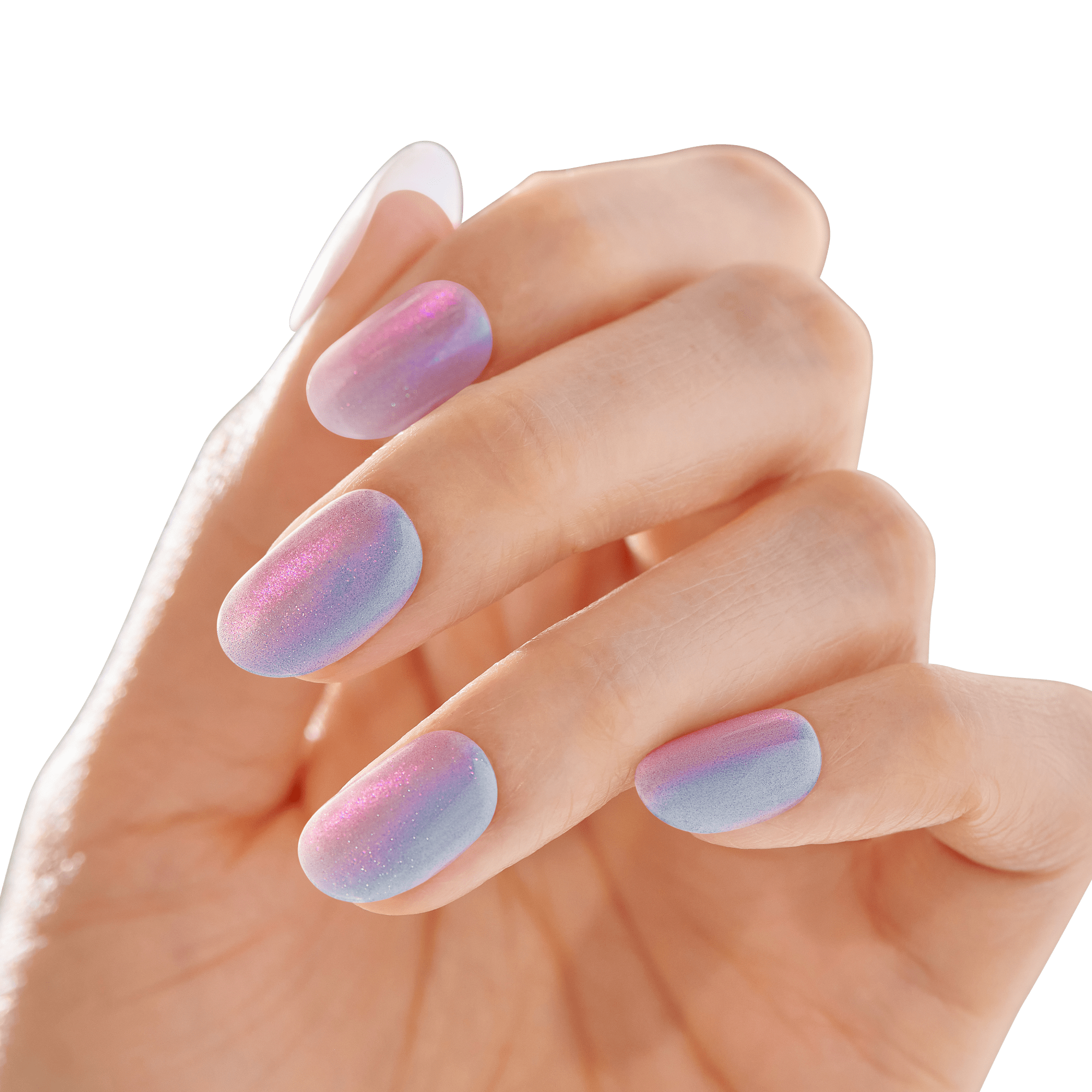 colorfx-by-impress-fly-up-no-glue-press-on-nails-silver-blue-short-oval-chrome image 3