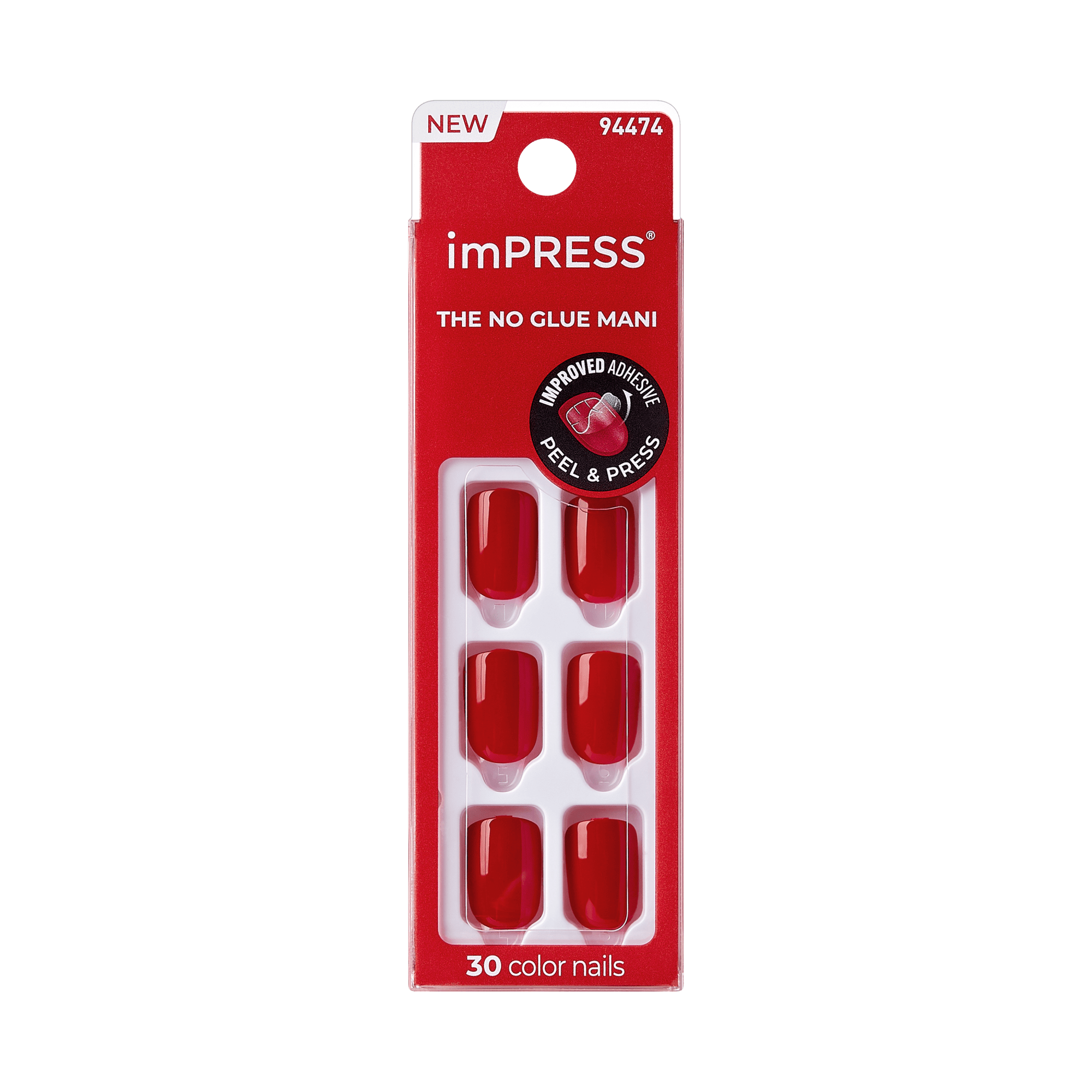 impress-color-no-glue-fake-press-on-nails-golden-harvest-solid-red-short-squoval image 5