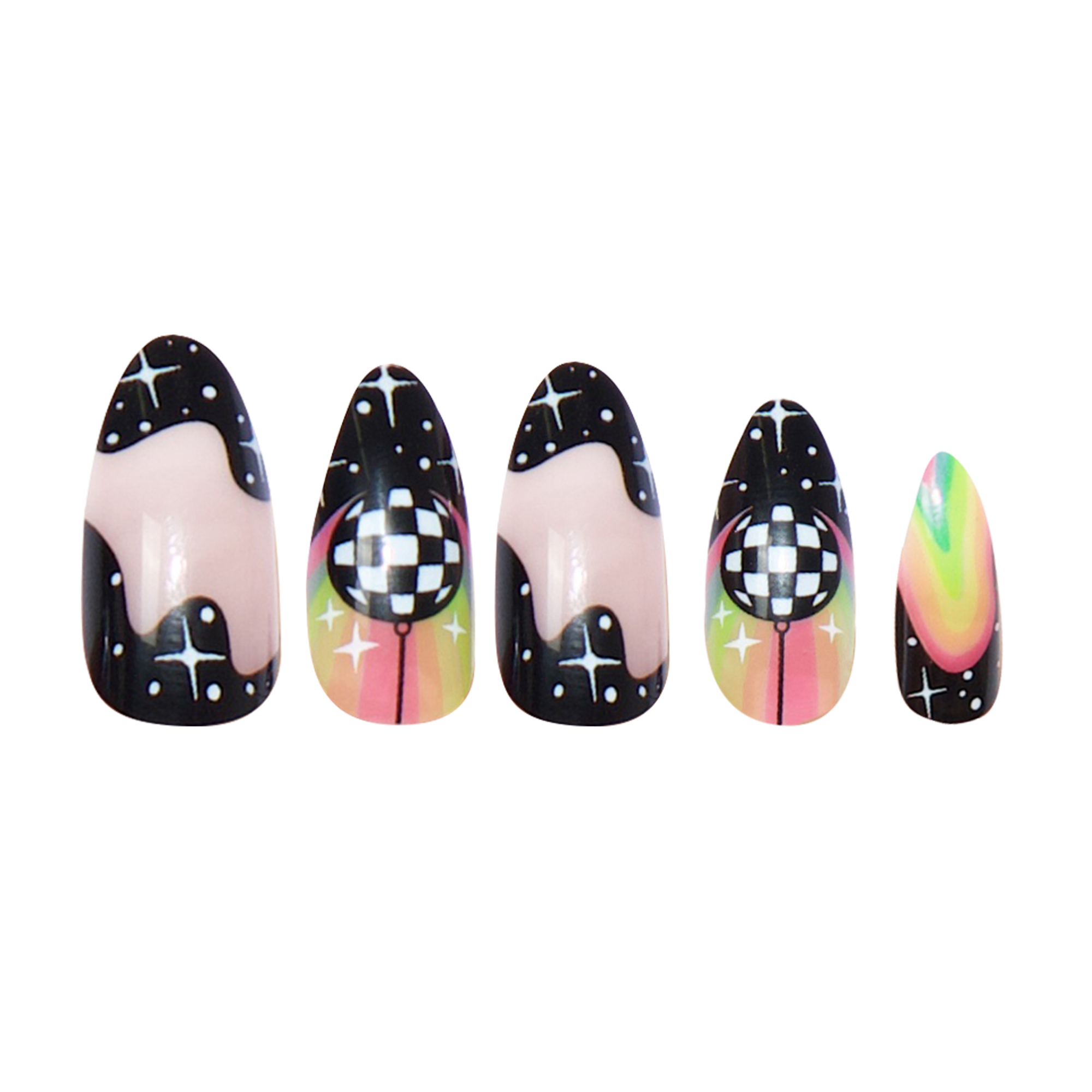 paintlab-disco-queen-almond-press-on-nails-shimmering-retro-glam image 3