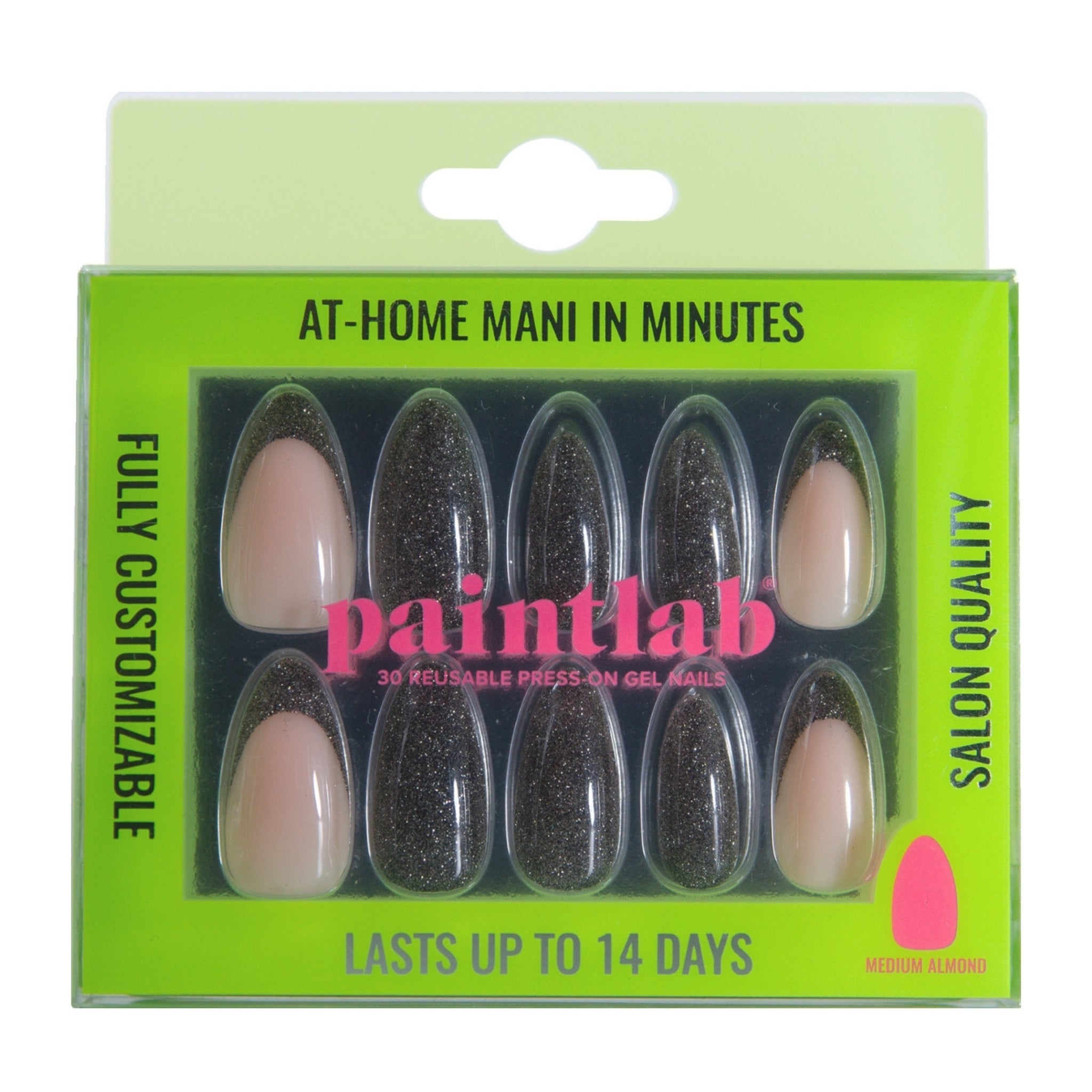 paintlab-disco-ball-almond-press-on-nails-glitter-party-set image 1