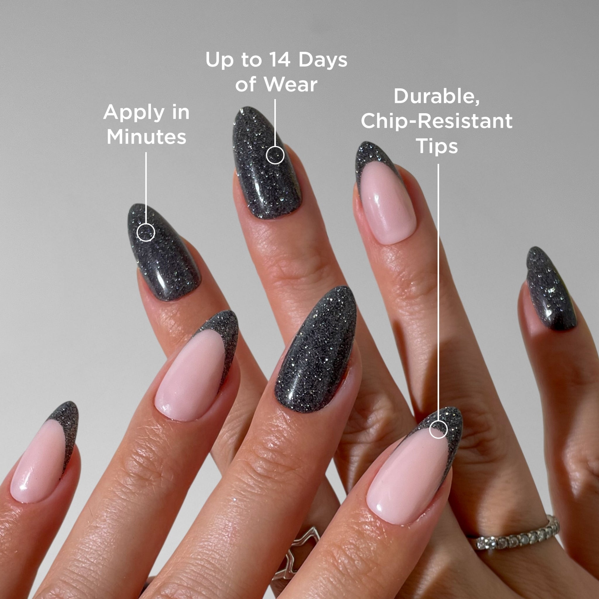 paintlab-disco-ball-almond-press-on-nails-glitter-party-set image 2
