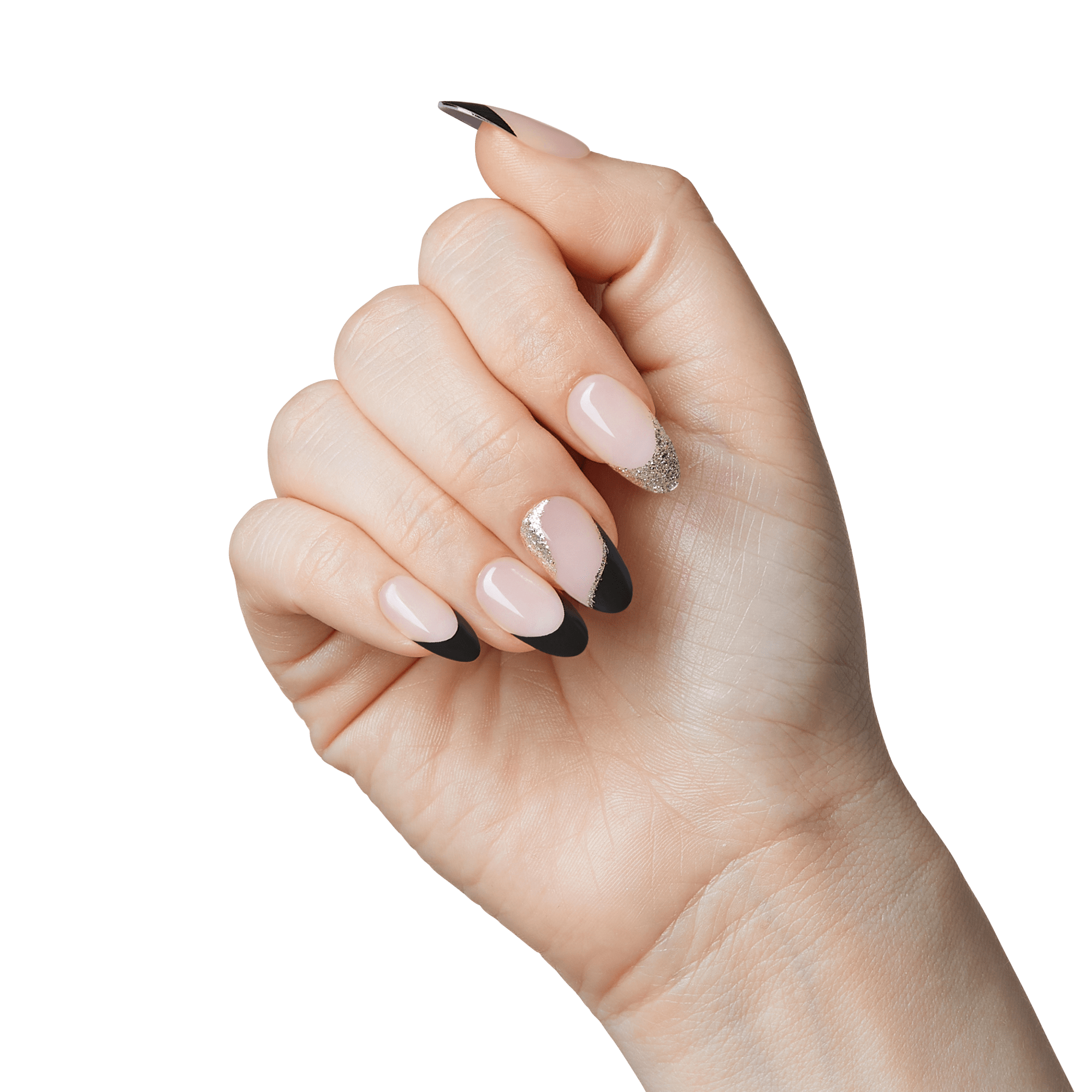 impress-french-no-glue-fake-press-on-nails-illusion-black-medium-almond-french-m image 3