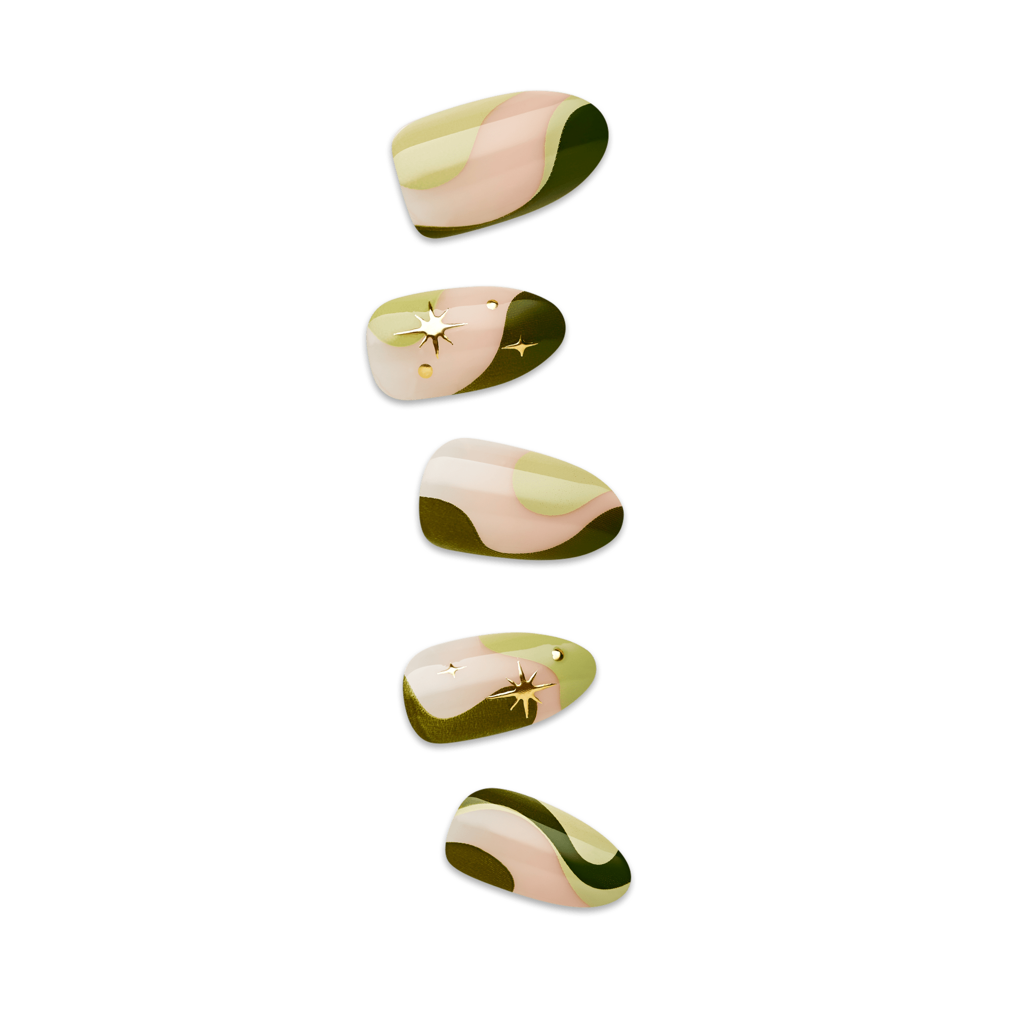 impress-shining-no-glue-press-on-nails-3d-jewel-design-green-almond-medium-manic image 1