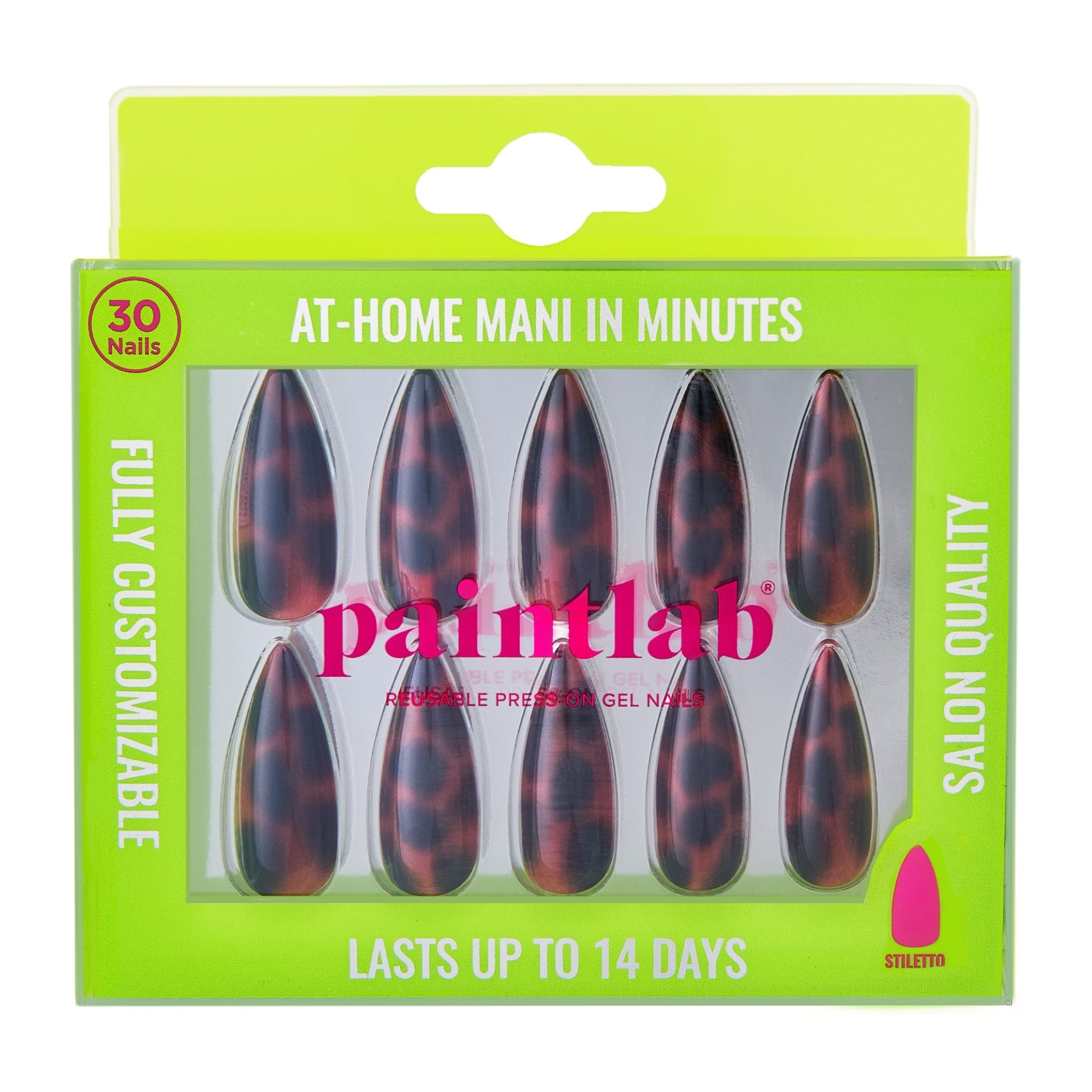 paintlab-espresso-tortie-stiletto-press-on-nails image 1