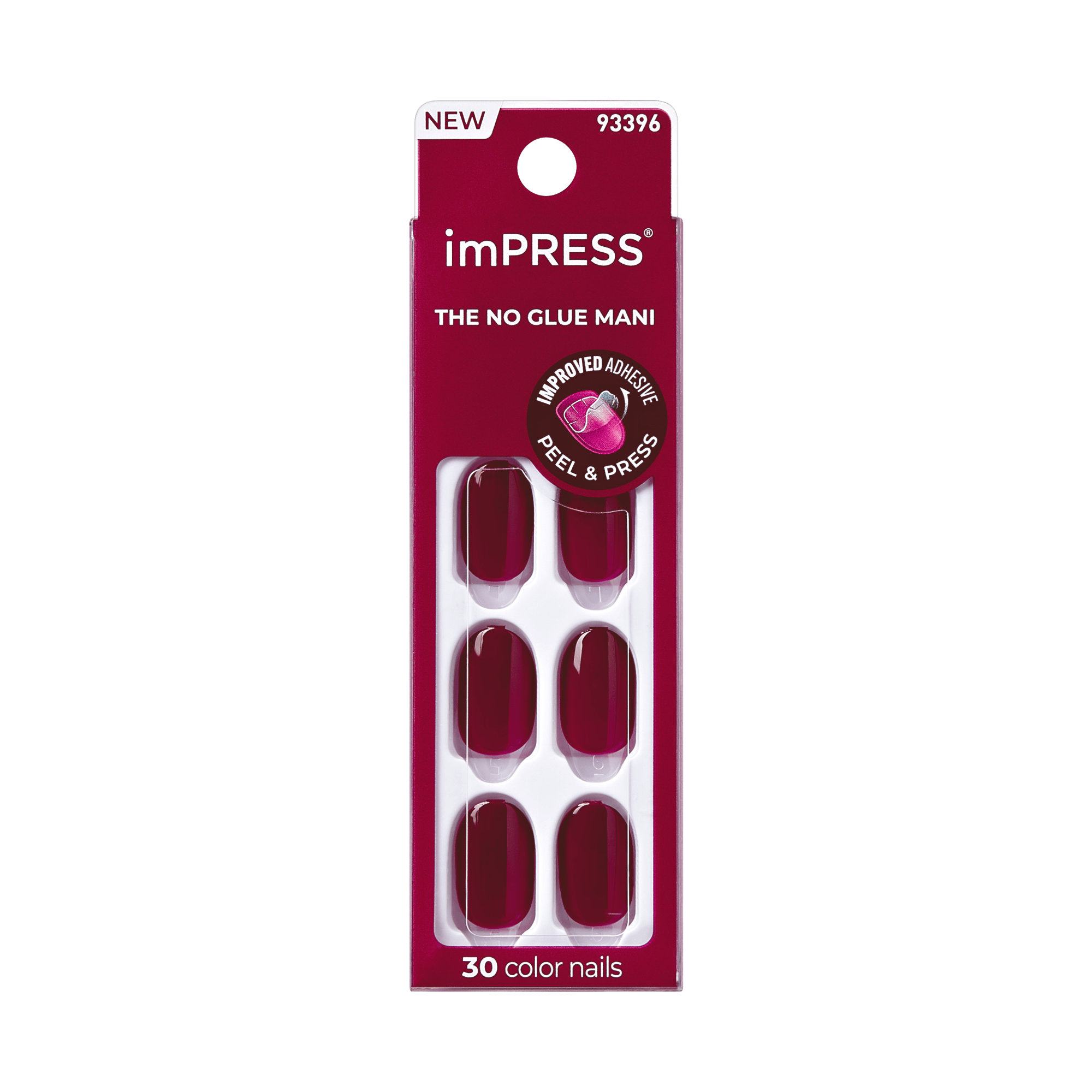 impress-color-no-glue-press-on-nails-maplewood-solid-red-short-oval-30-count image 5