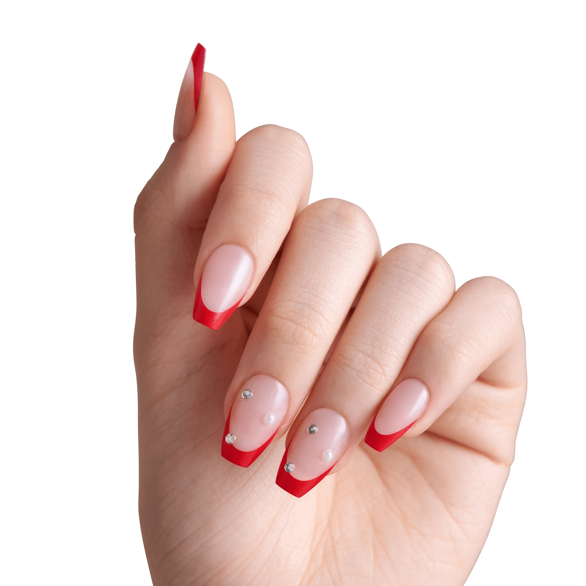impress-happy-world-no-glue-press-on-nails-3d-jewel-french-red-medium-coffin image 3