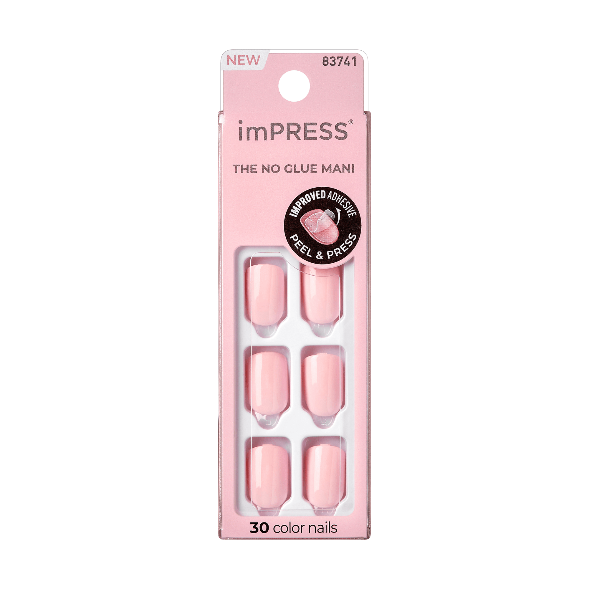 impress-color-no-glue-fake-press-on-nails-pick-me-pink-solid-pink-short-squoval image 7