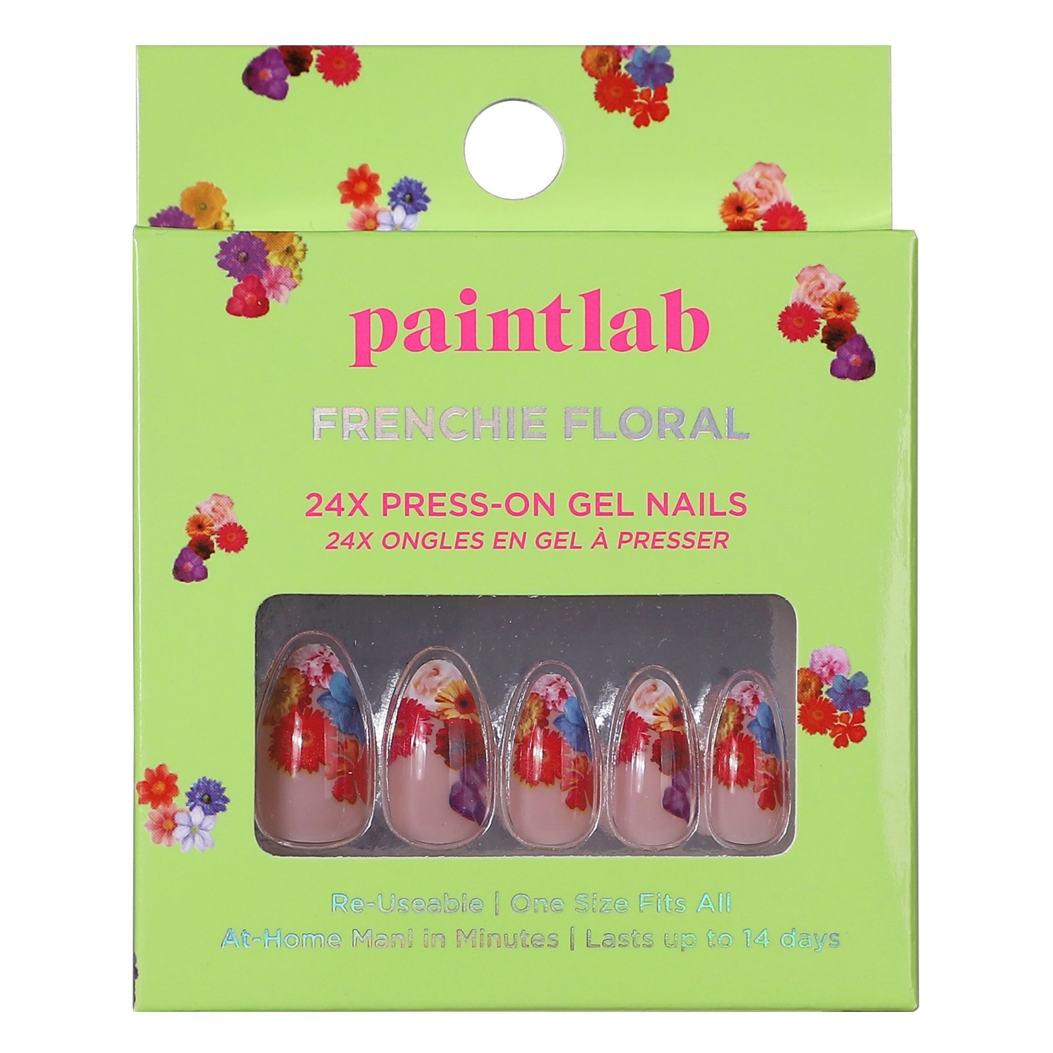 paintlab-frenchie-floral-almond-press-on-nails-spring-flowers-on-french-tips-reu image 1