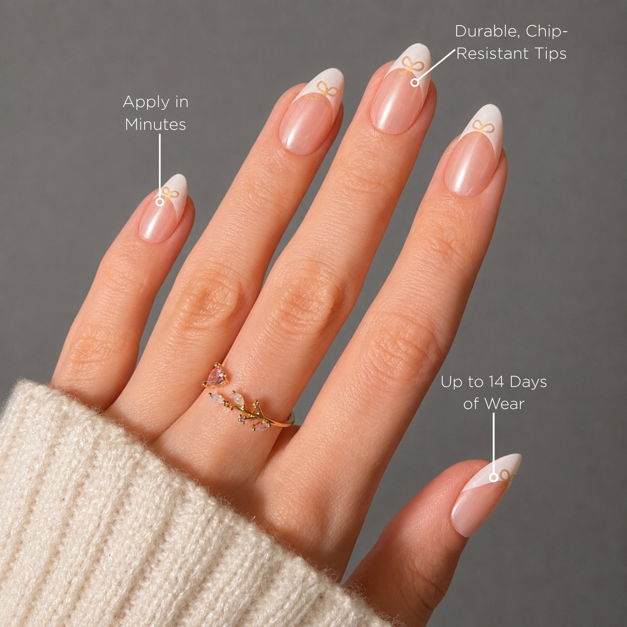paintlab-frenchie-bow-short-almond-press-on-nails-elegant-french-tip-with-festiv image 2