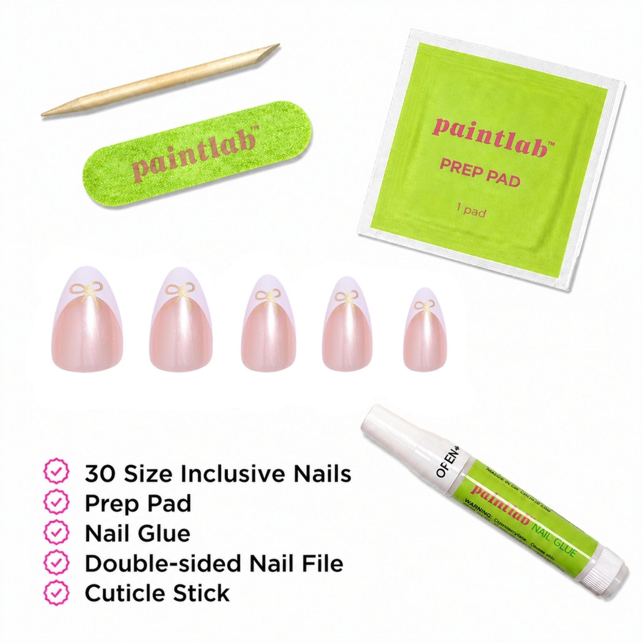 paintlab-frenchie-bow-short-almond-press-on-nails-elegant-french-tip-with-festiv image 4