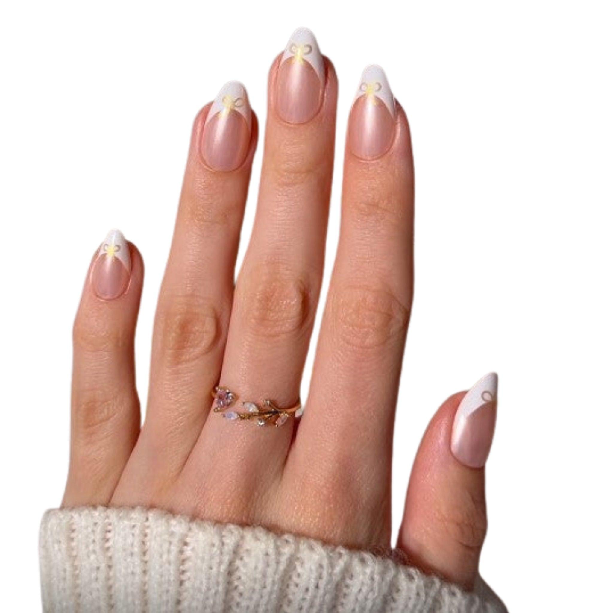 paintlab-frenchie-bow-short-almond-press-on-nails-elegant-french-tip-with-festiv image 5