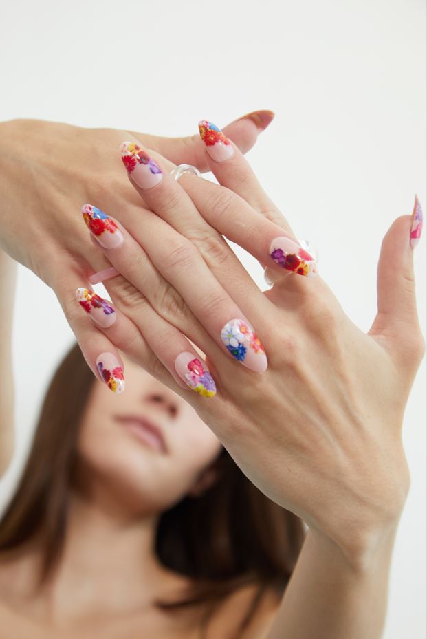 paintlab-frenchie-floral-almond-press-on-nails-spring-flowers-on-french-tips-reu image 4