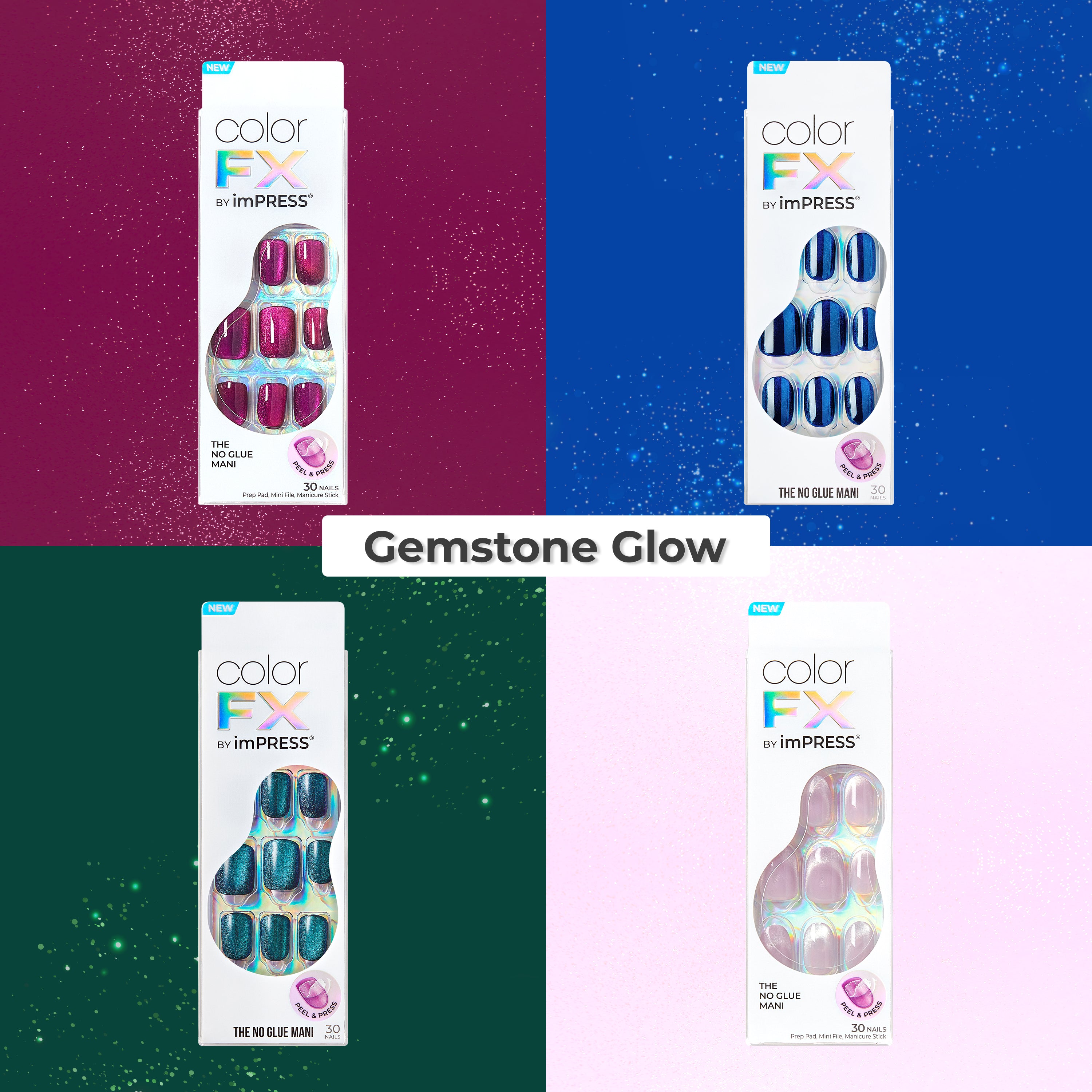 colorfx-by-impress-press-on-nails-bundle-gemstone-glow-4-jewel-toned-manis-no-gl image 1