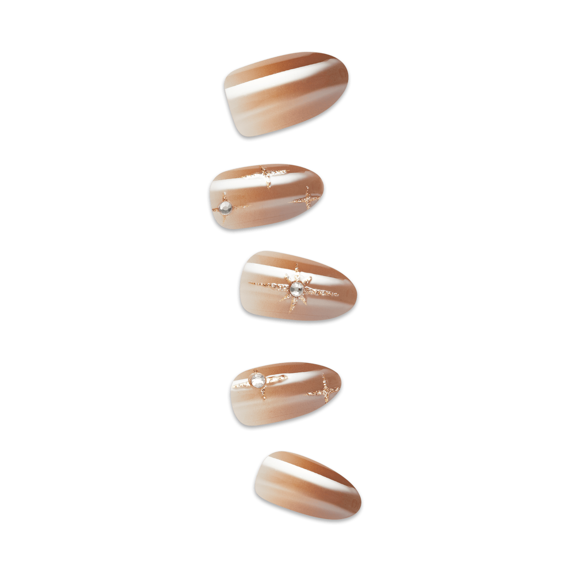 impress-design-no-glue-fake-press-on-nails-crisp-3d-jewel-brown-medium-almond-ma image 1