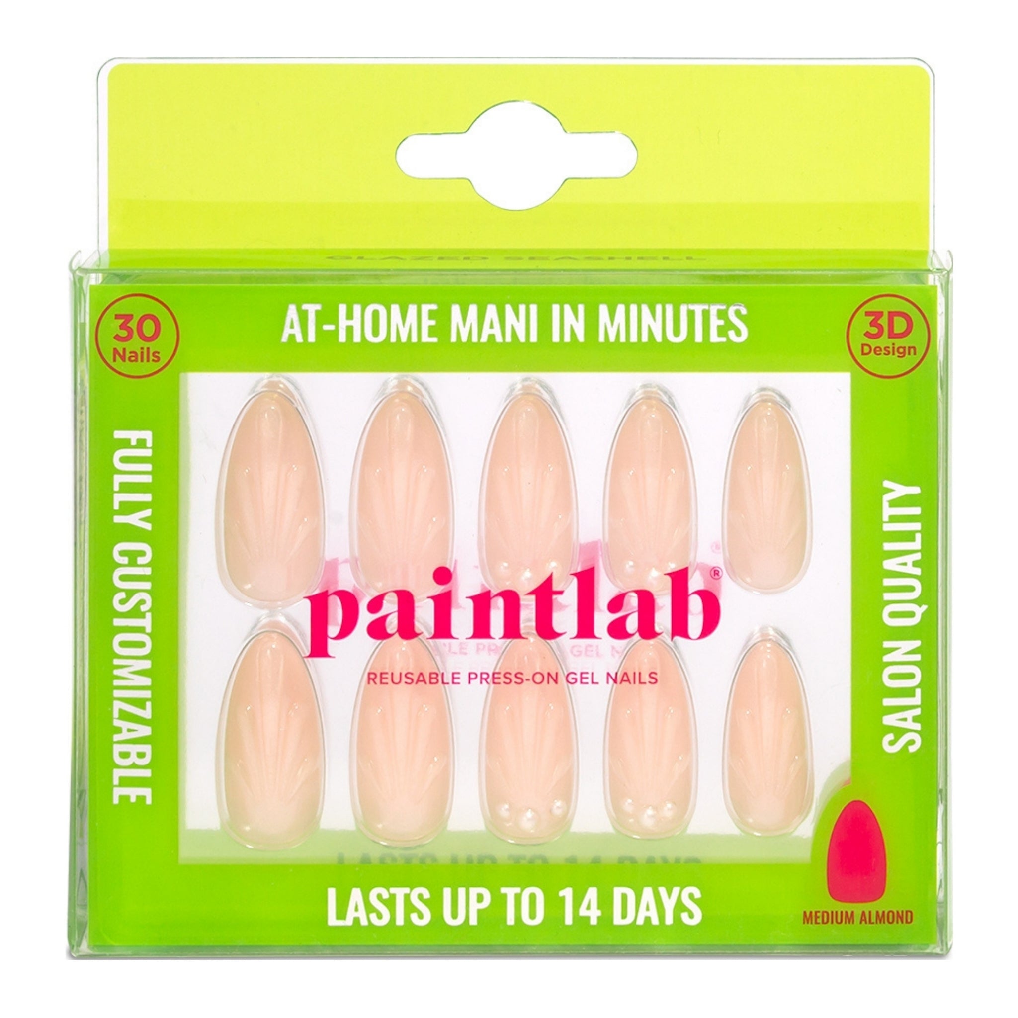 paintlab-glazed-seashell-almond-press-on-nails-coastal-pearl-design image 1