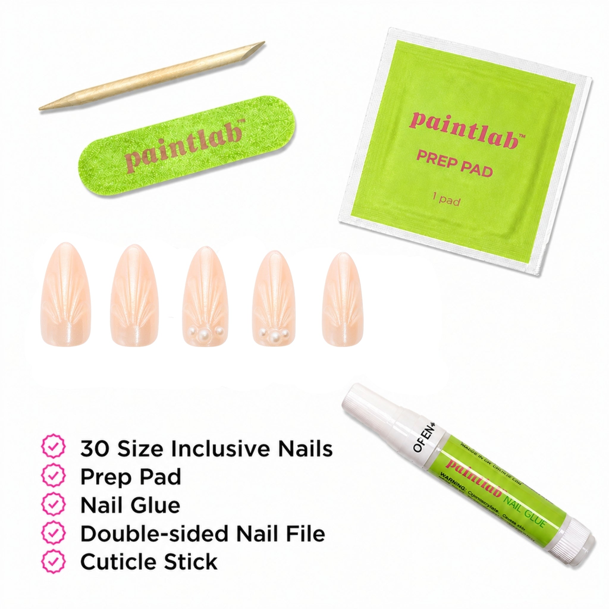 paintlab-glazed-seashell-almond-press-on-nails-coastal-pearl-design image 4